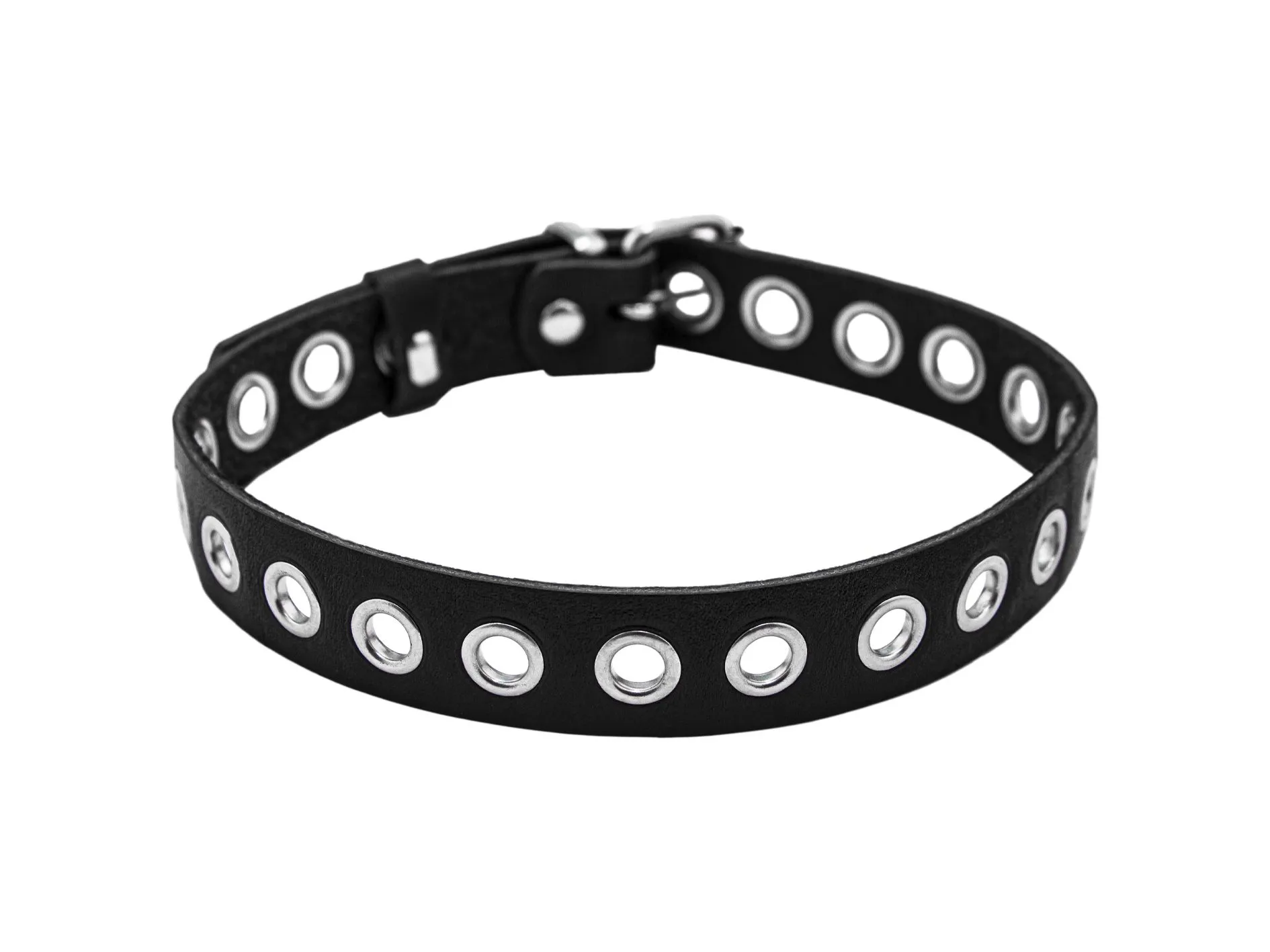 Ошейник PinkRabbit с люверсами, чёрный