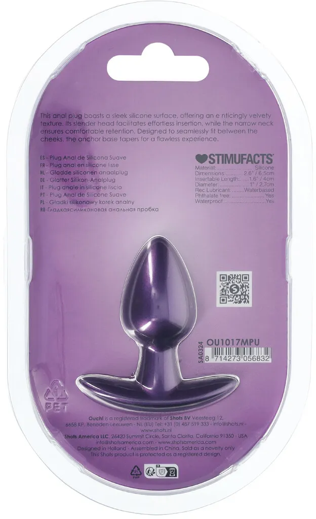 анальная пробка из силикона s - metallic pur в СПб