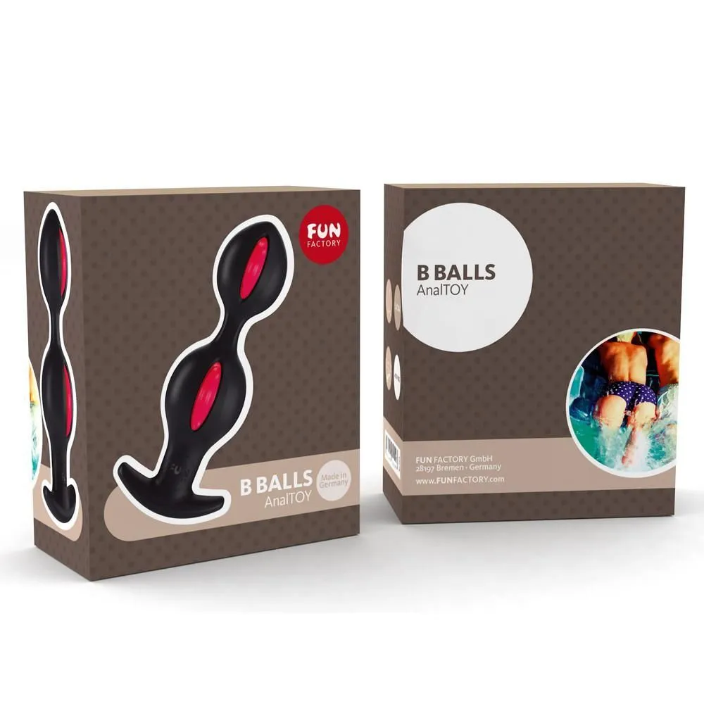 анальные шарики fun factory b balls, черно-малиновые в СПб