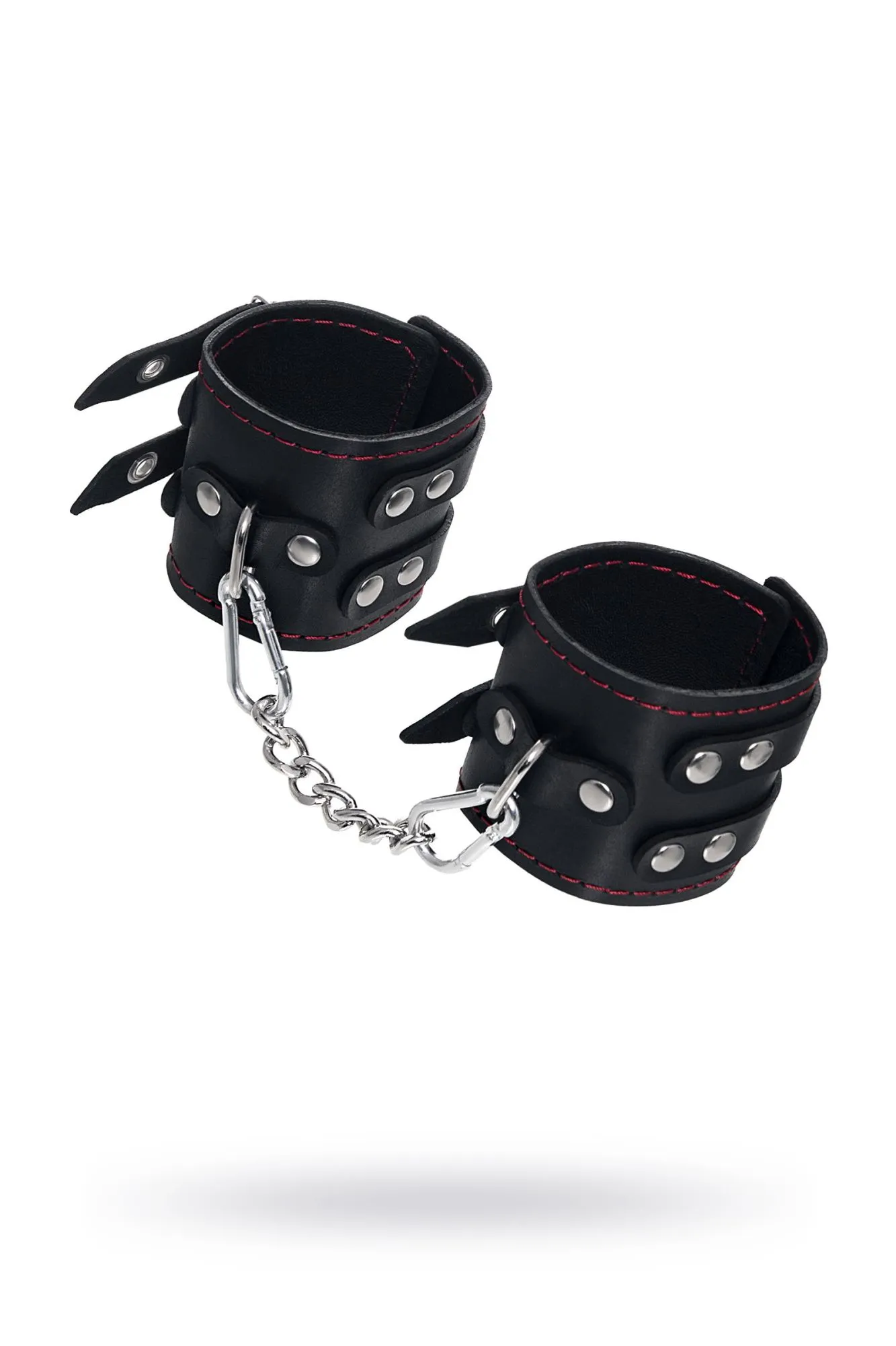 наручники pecado bdsm, с двумя ремнями и черной подкладкой, натуральная кожа, черные в СПб