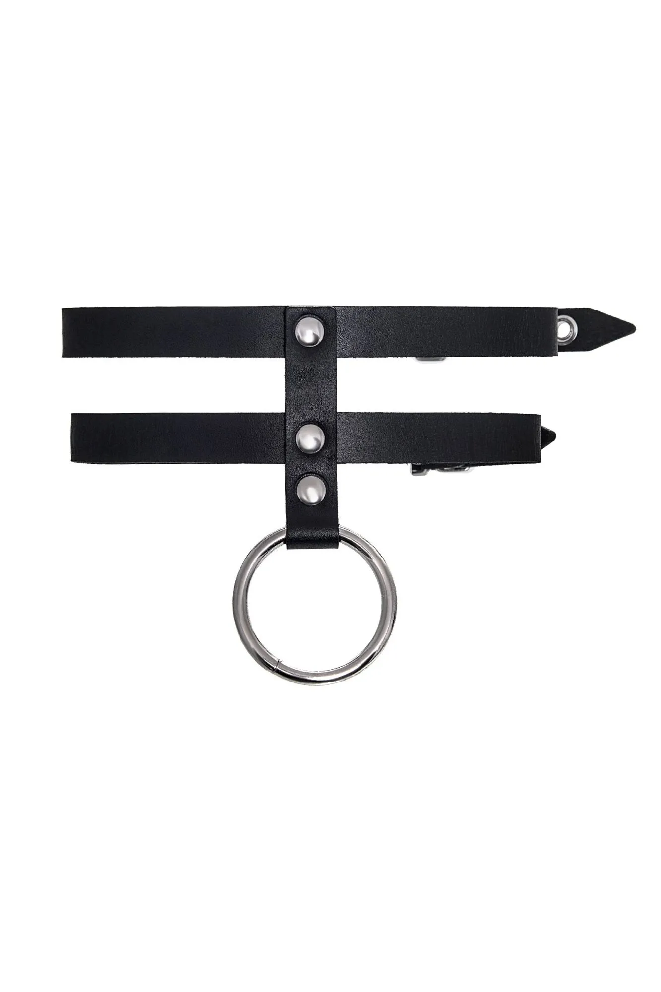 ошейник pecado bdsm, из двух ремешков, натуральная кожа, черный в СПб