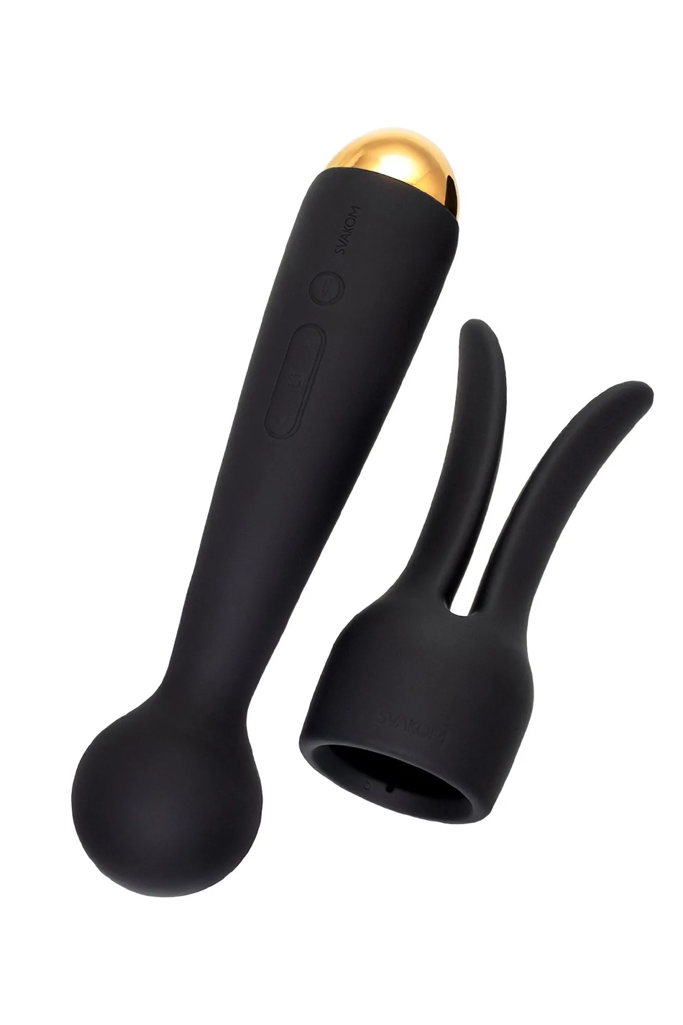вибратор с насадкой svakom emma neo, силикон, черный, 21 см в СПб
