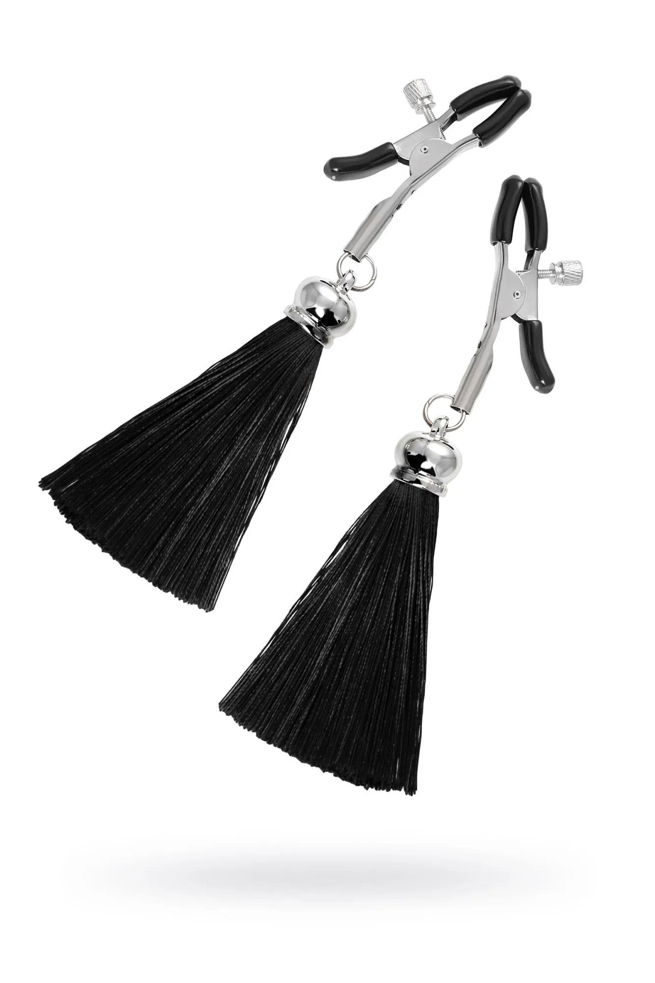 зажимы на соски pecado bdsm, «прищепки», с кисточками из шелка, металл, черные в СПб