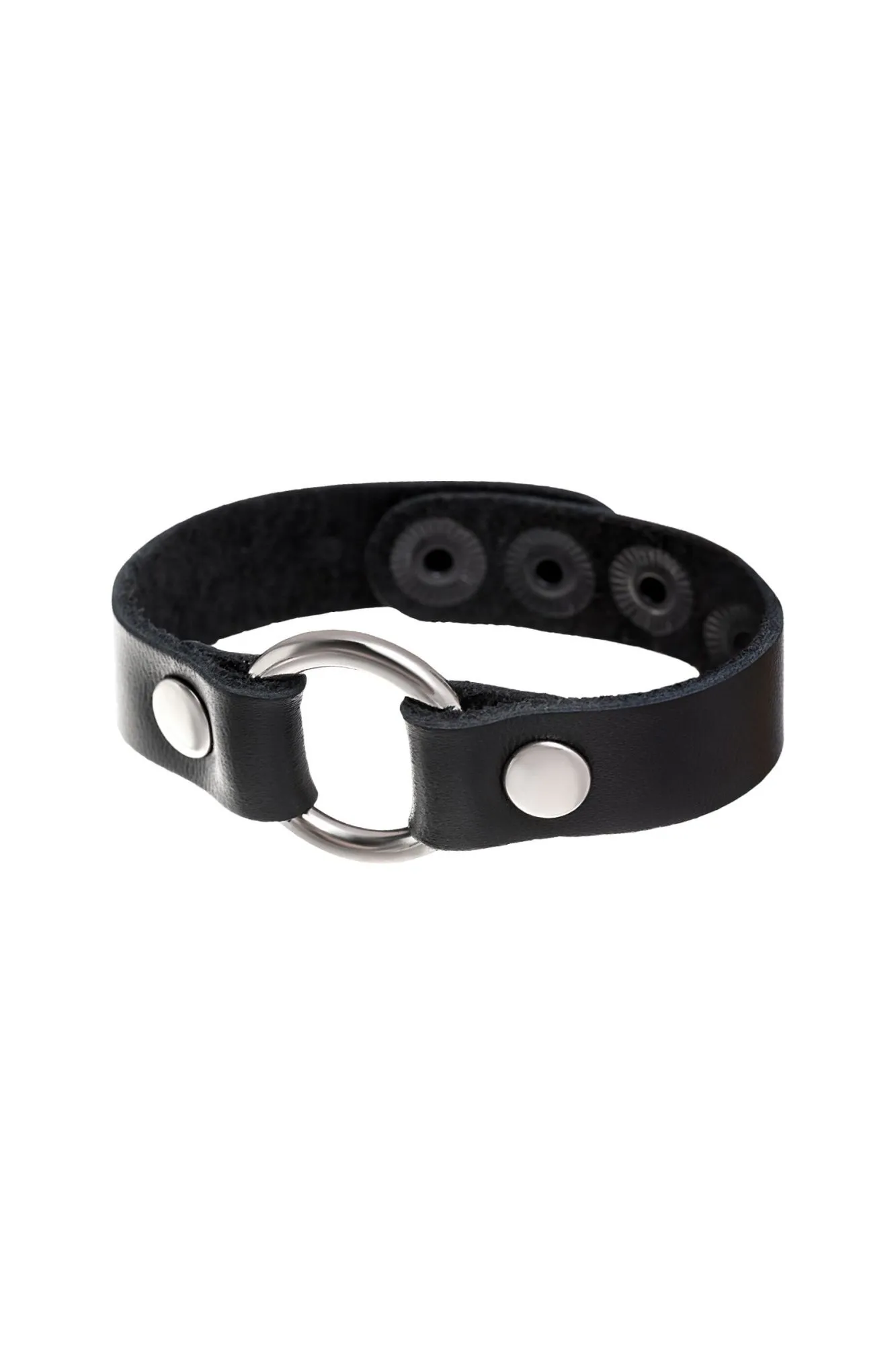 браслет штучки-дрючки с кольцом, кожанный, черный в СПб