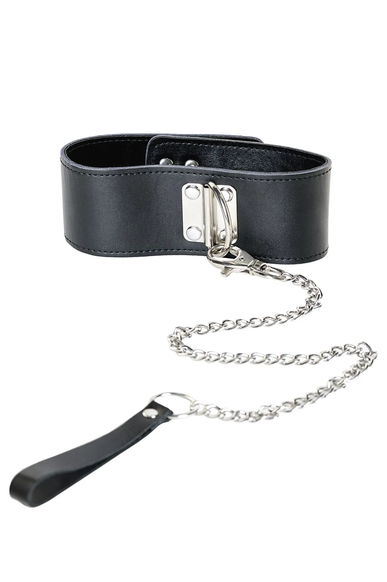 ошейник toyfa theatre кожаный с поводком черный в СПб