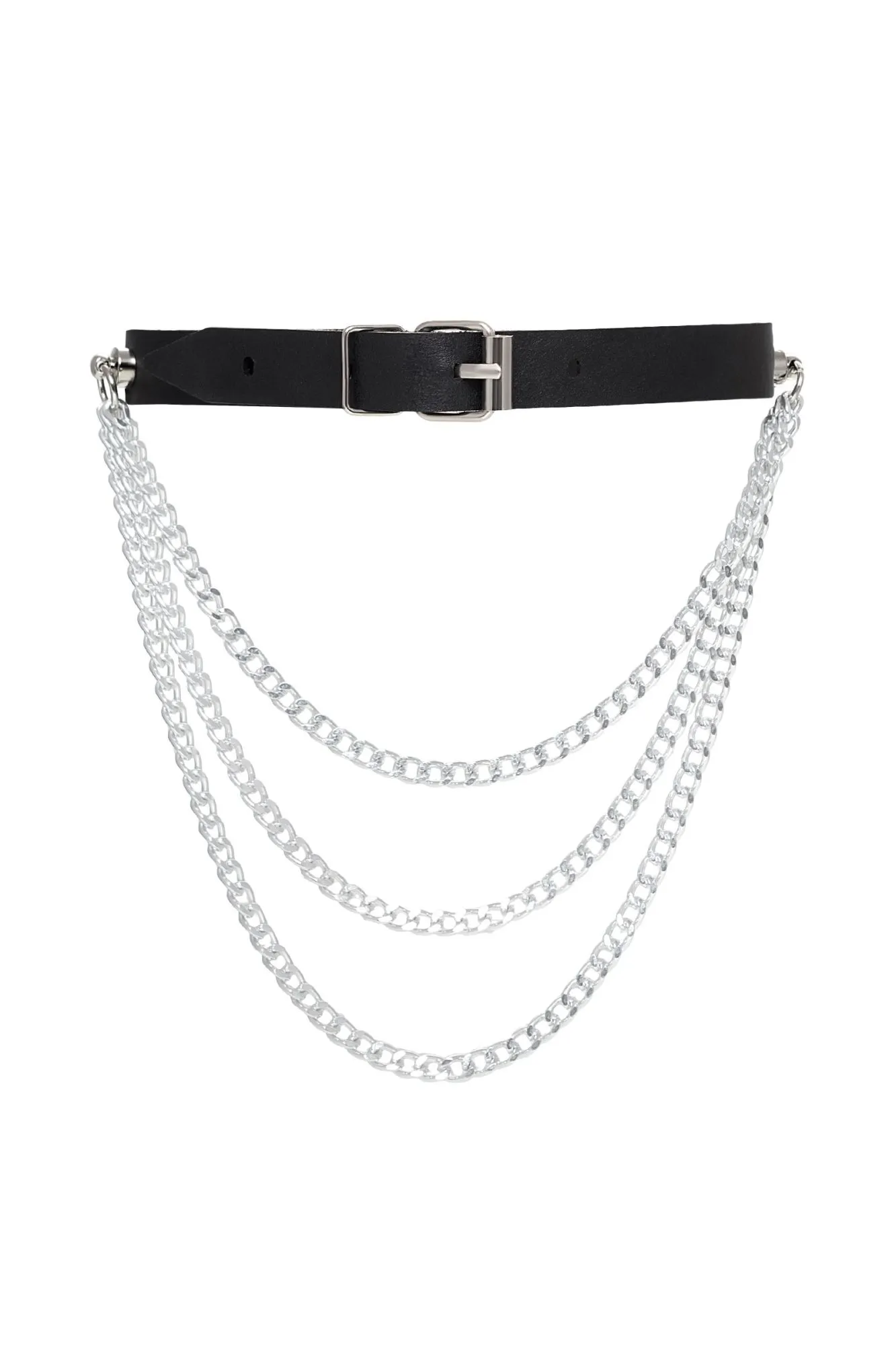 чокер pecado bdsm, с цепочками, модель 1, натуральная кожа, черный в СПб