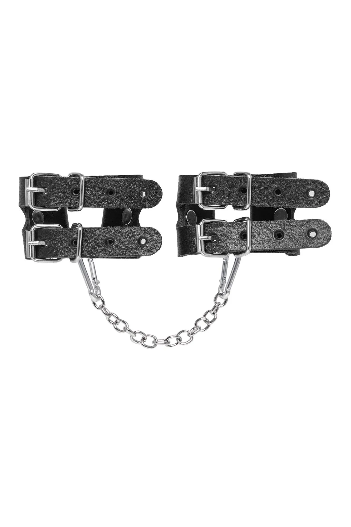 наручники-браслеты pecado bdsm, из двух ремешков, натуральная кожа, чёрные в СПб
