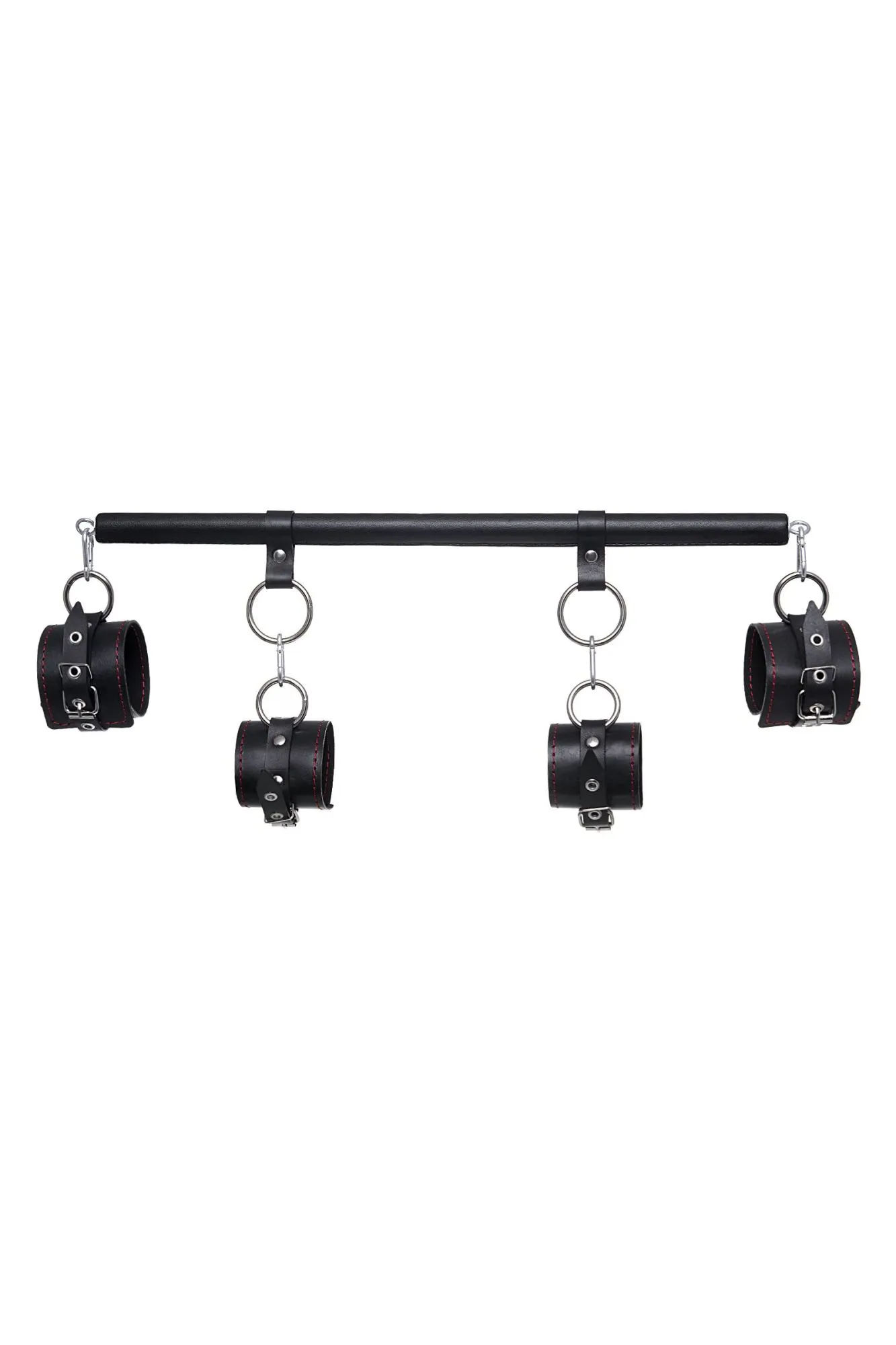 бондажный набор pecado bdsm, 4 точки фиксации, распорка, наручники, оковы, натуральная кожа, черный в СПб