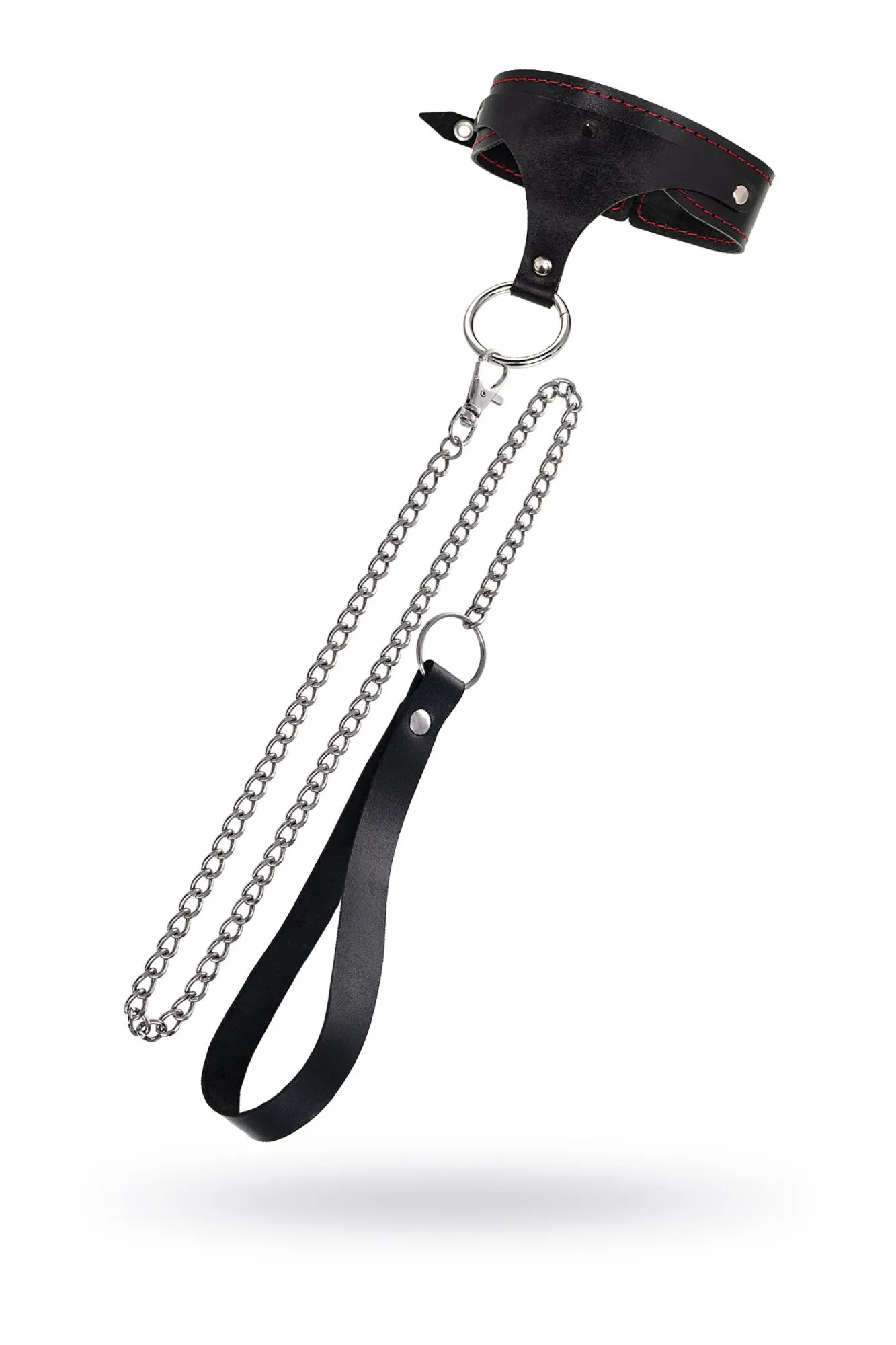 ошейник pecado bdsm, с контрастной строчкой, натуральная кожа, чёрный в СПб