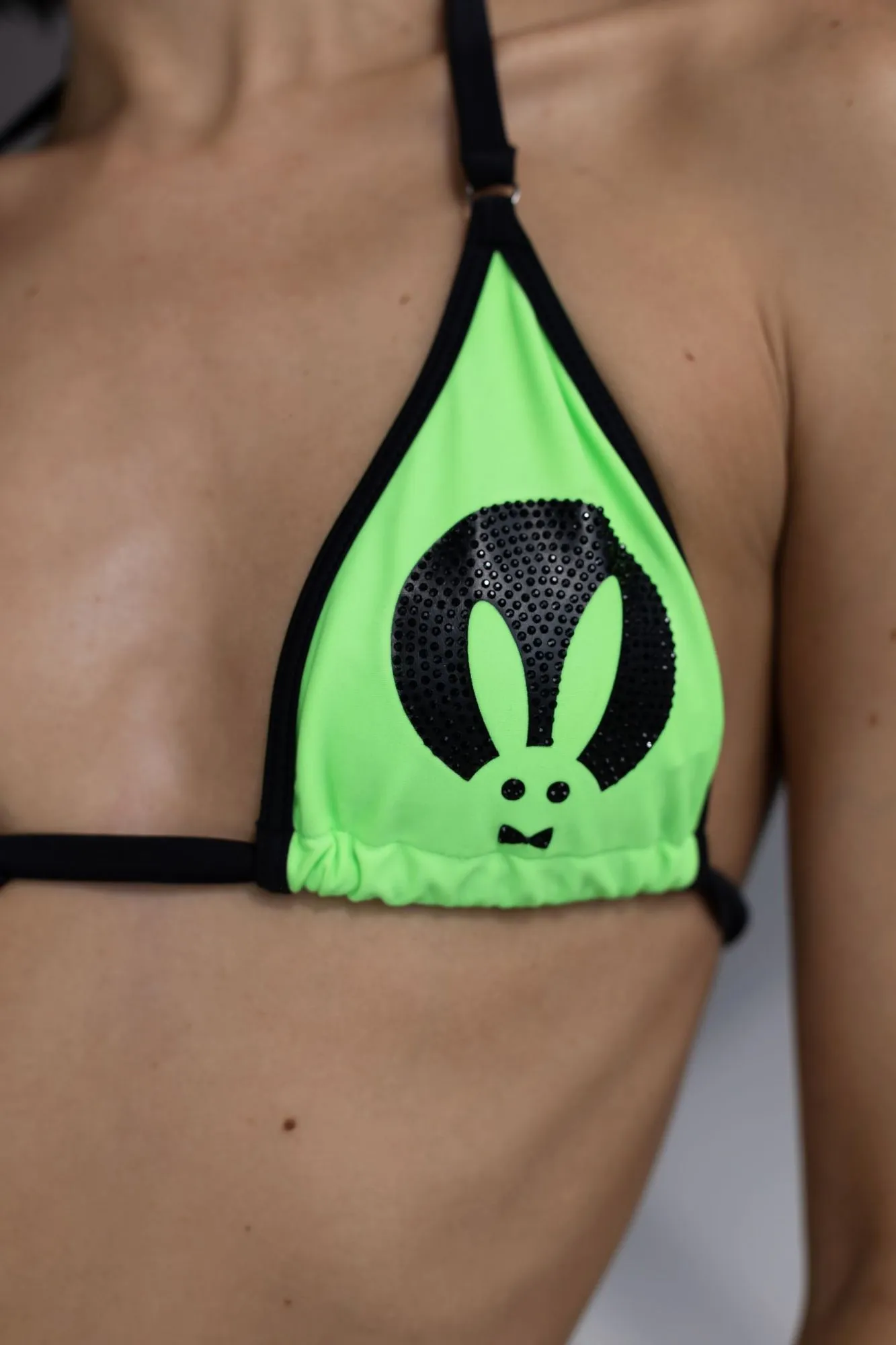 Мини-бикини PinkRabbit со стразами, зеленый неон