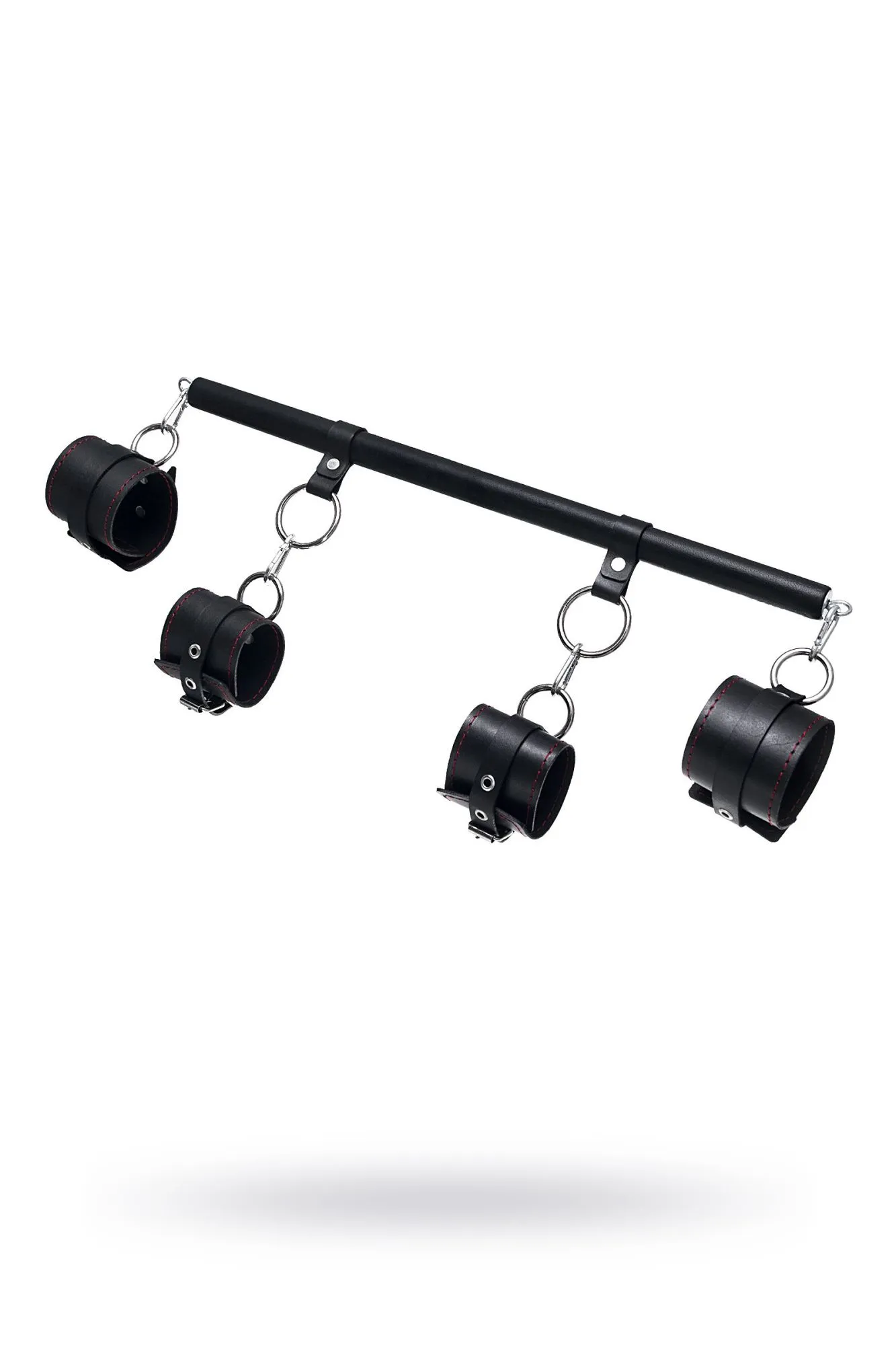 бондажный набор pecado bdsm, 4 точки фиксации, распорка, наручники, оковы, натуральная кожа, черный в СПб