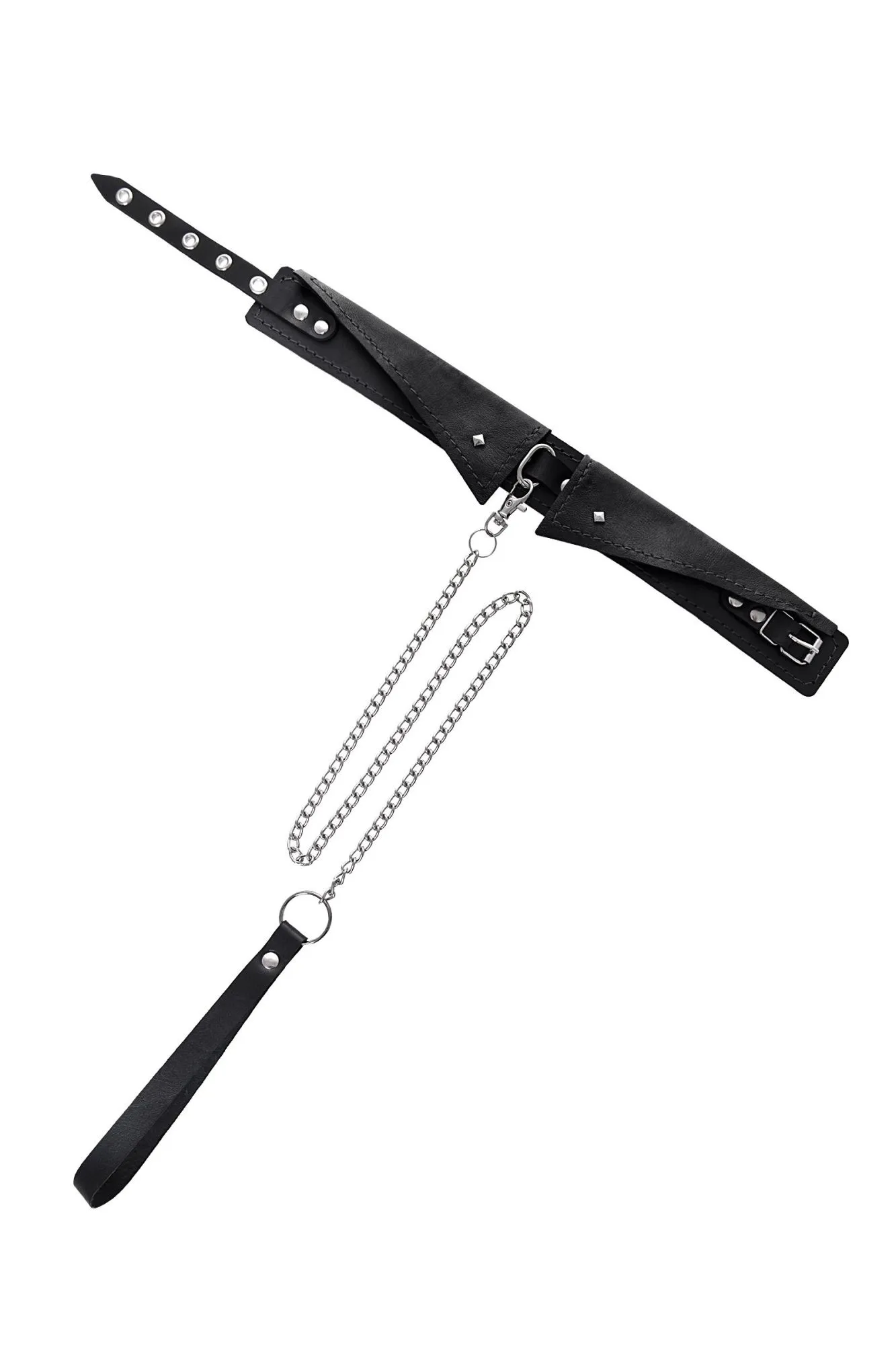 ошейник-воротник pecado bdsm,с поводком, натуральная кожа, чёрный в СПб