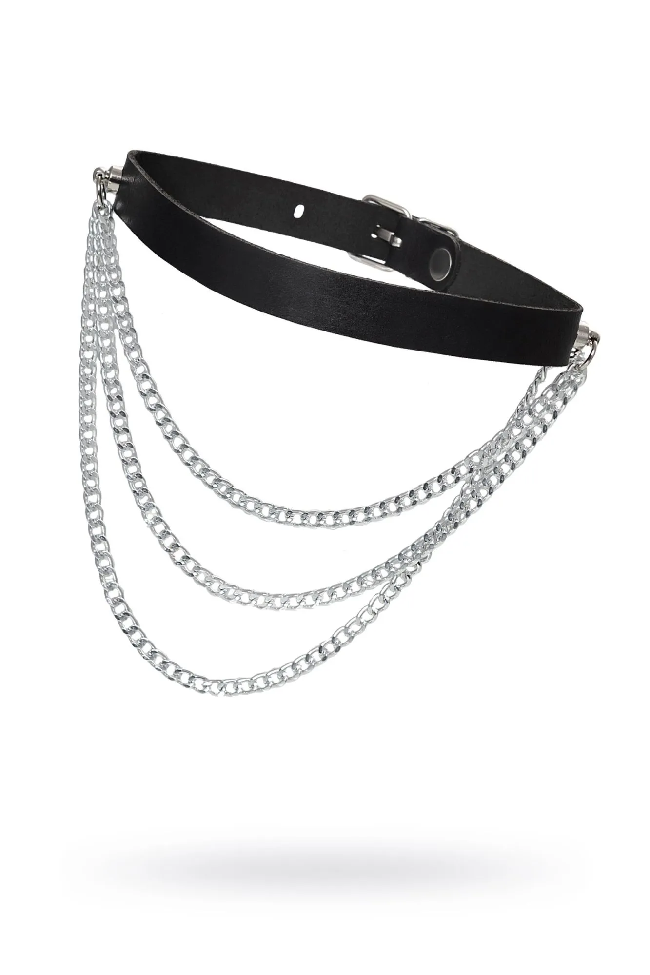 чокер pecado bdsm, с цепочками, модель 1, натуральная кожа, черный в СПб