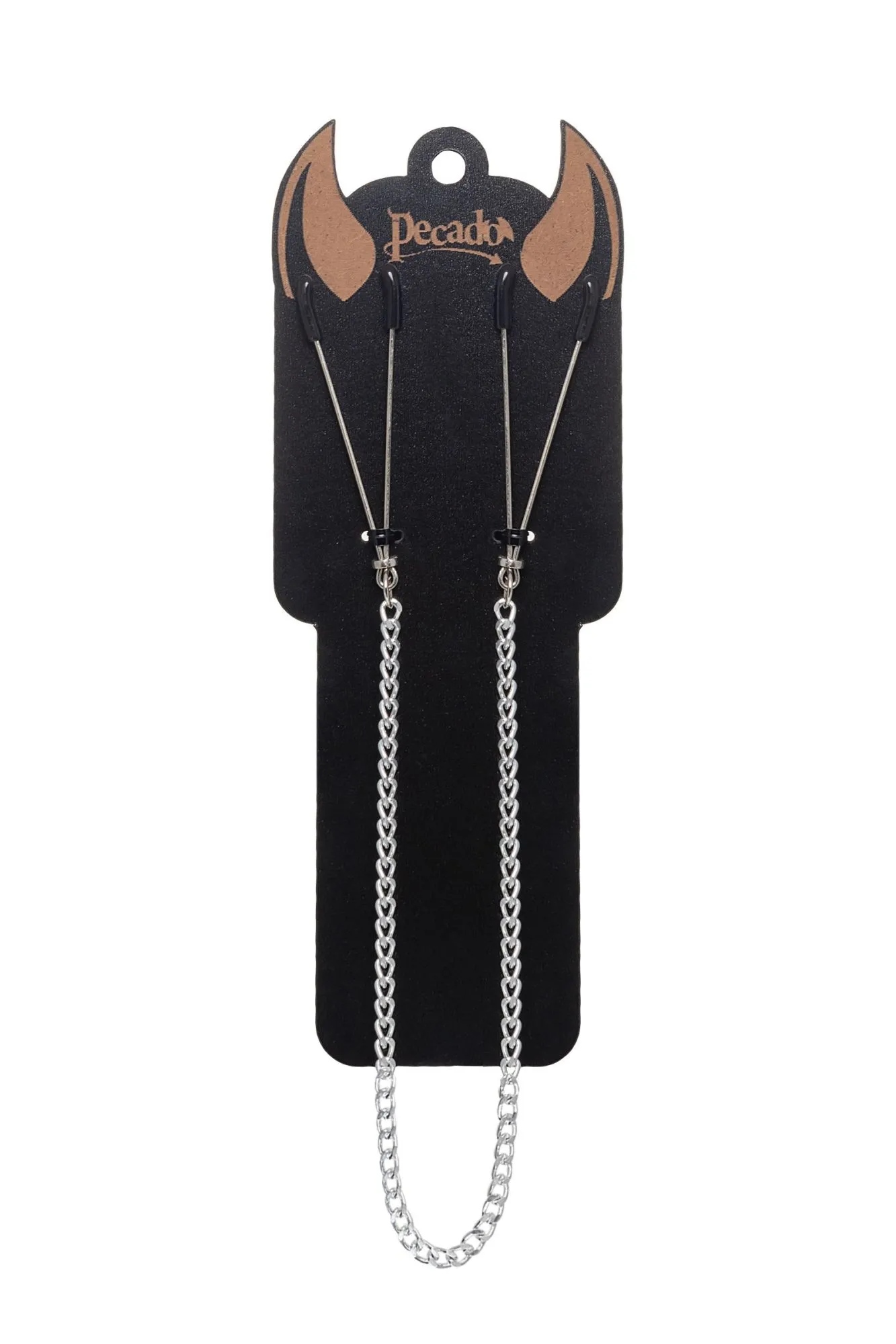 зажимы на соски pecado bdsm, «вилки», на цепочке, металл, серебро в СПб