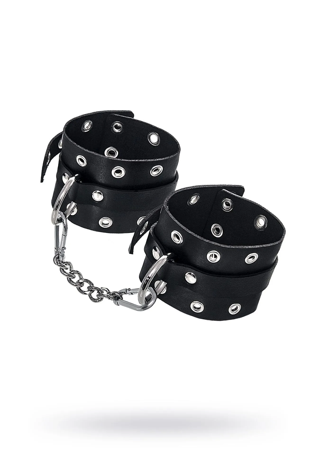 наручники pecado bdsm, однослойные с люверсами, натуральная кожа, черные в СПб