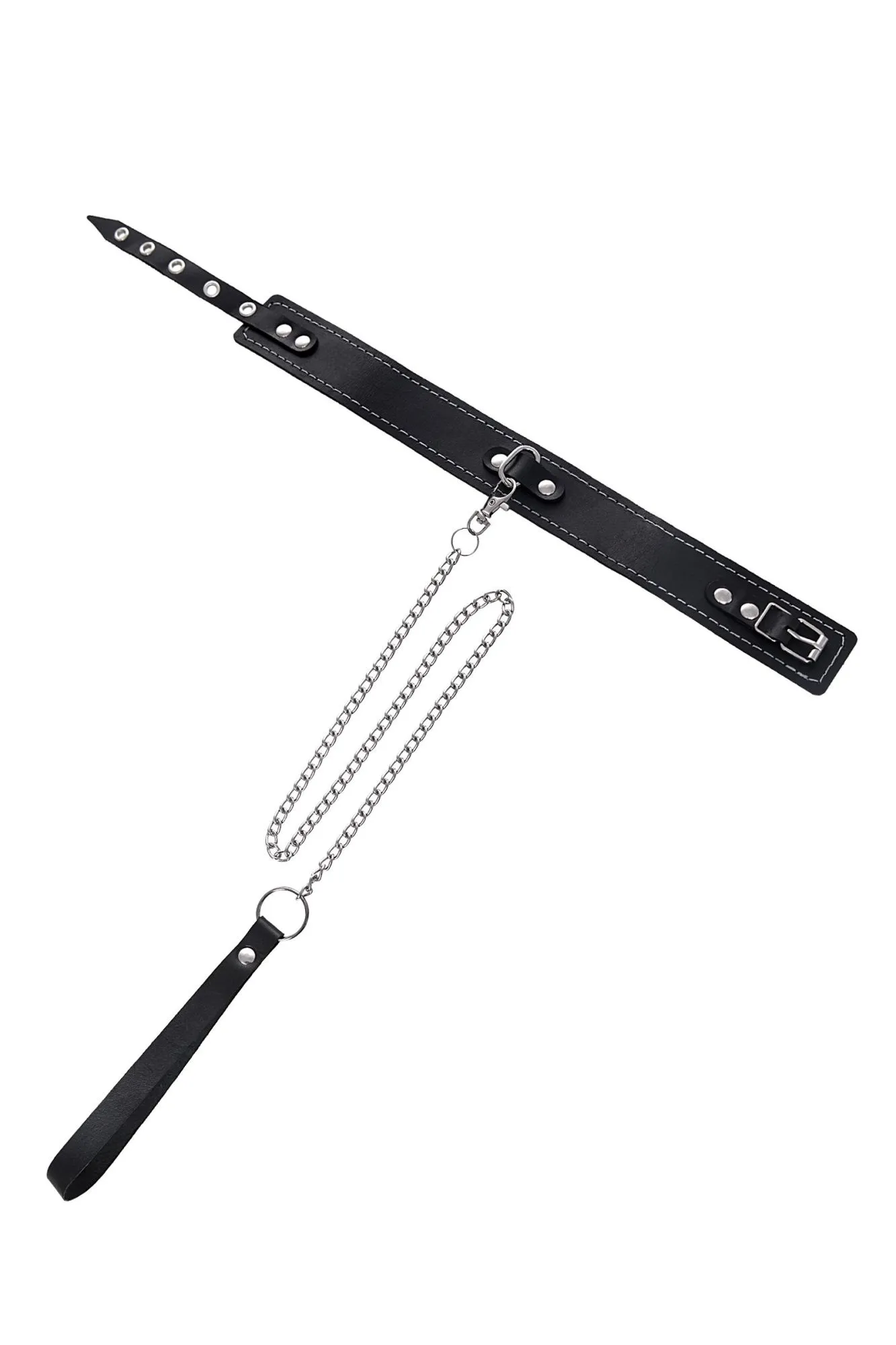 ошейник pecado bdsm, двухслойный с белой строчкой, натуральная кожа, черный в СПб