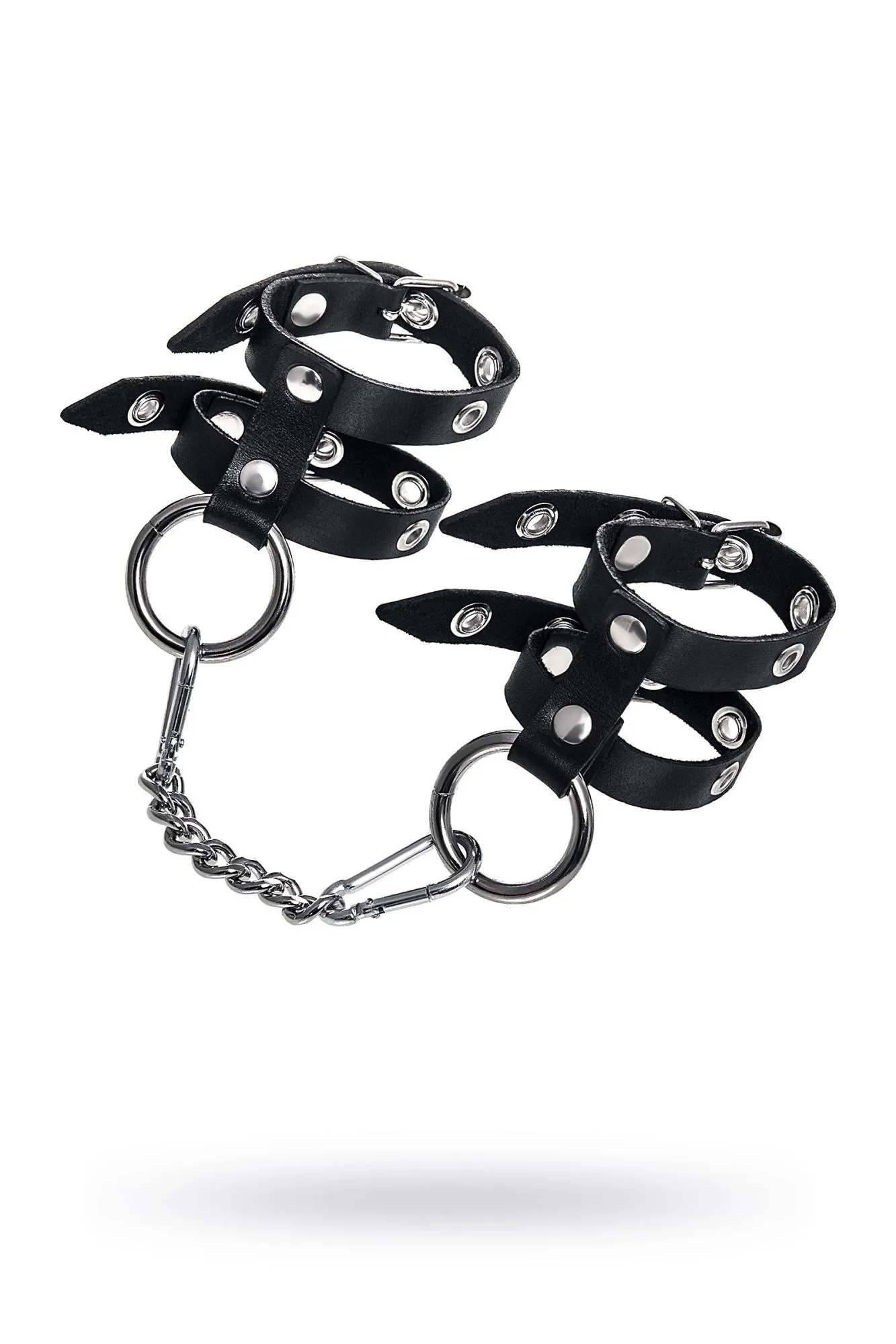 наручники pecado bdsm, однослойные из двух ремешков, натуральная кожа, черные в СПб