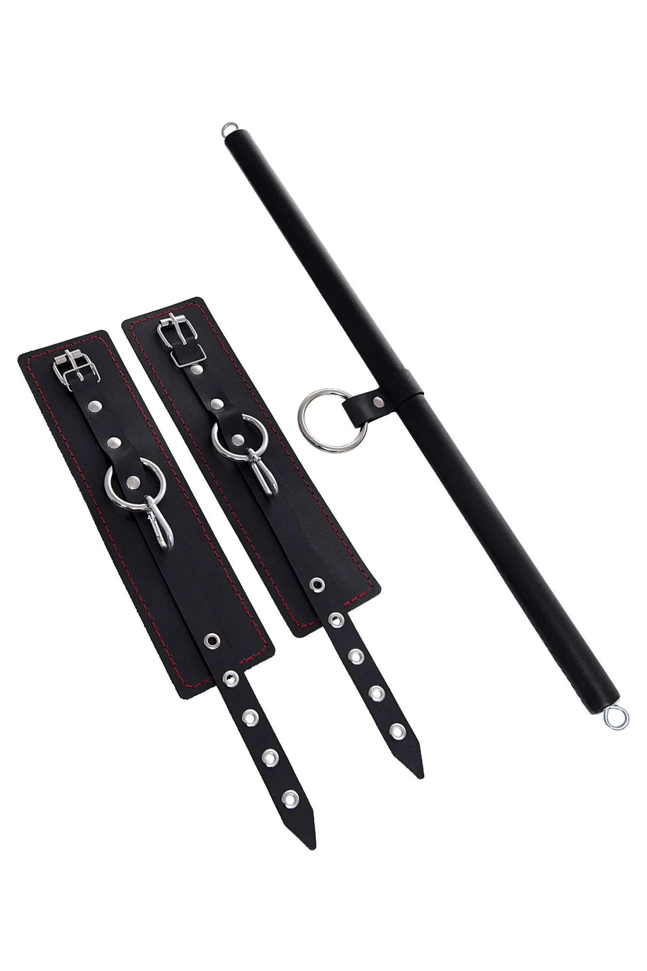 бондажный набор pecado bdsm, 3 точки фиксации, распорка, оковы, натуральная кожа, черный в СПб