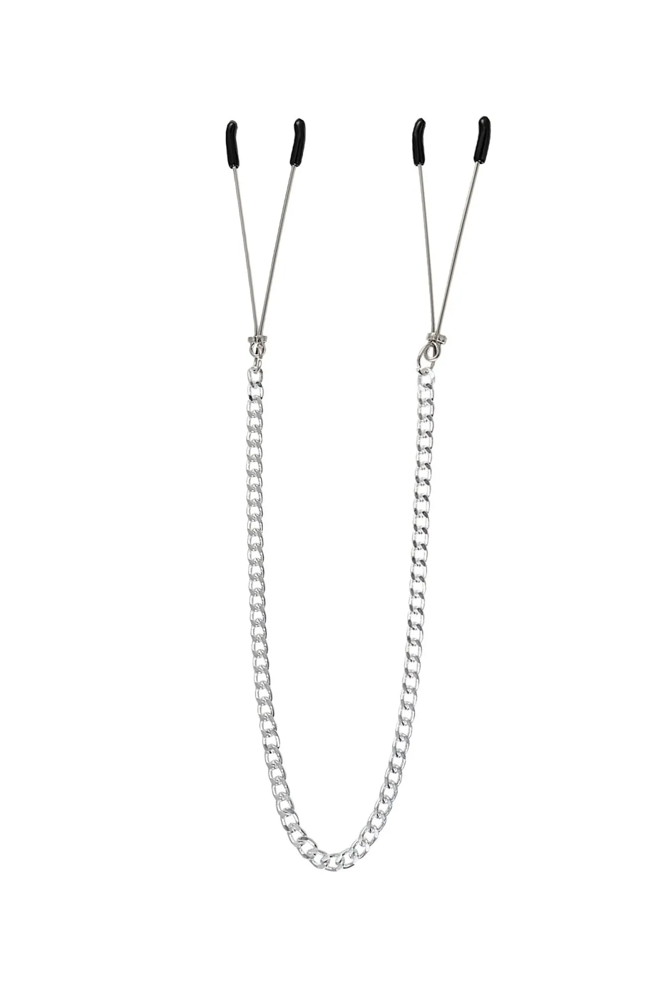 зажимы на соски pecado bdsm, «вилки», на цепочке, металл, серебро в СПб