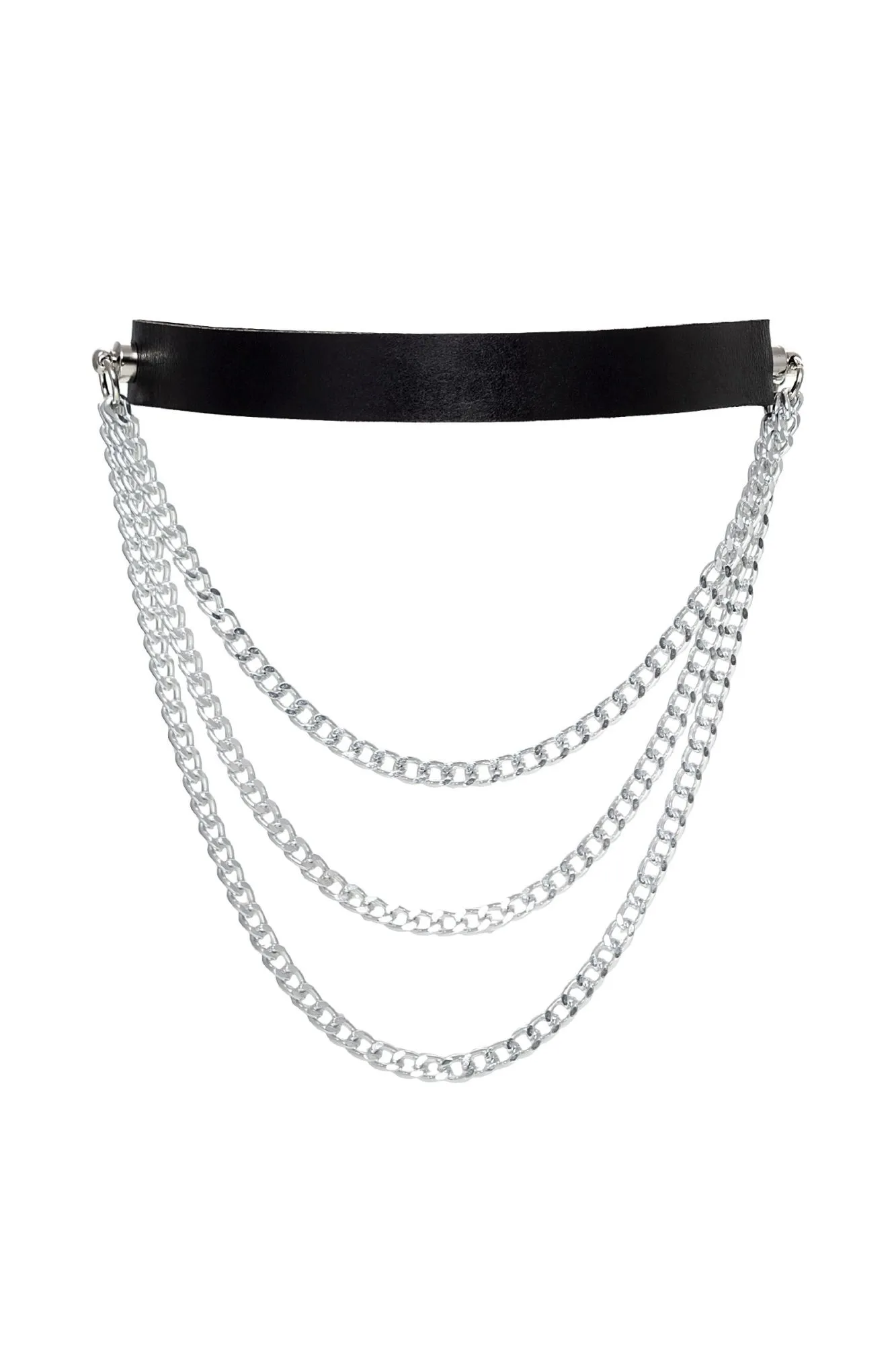 чокер pecado bdsm, с цепочками, модель 1, натуральная кожа, черный в СПб