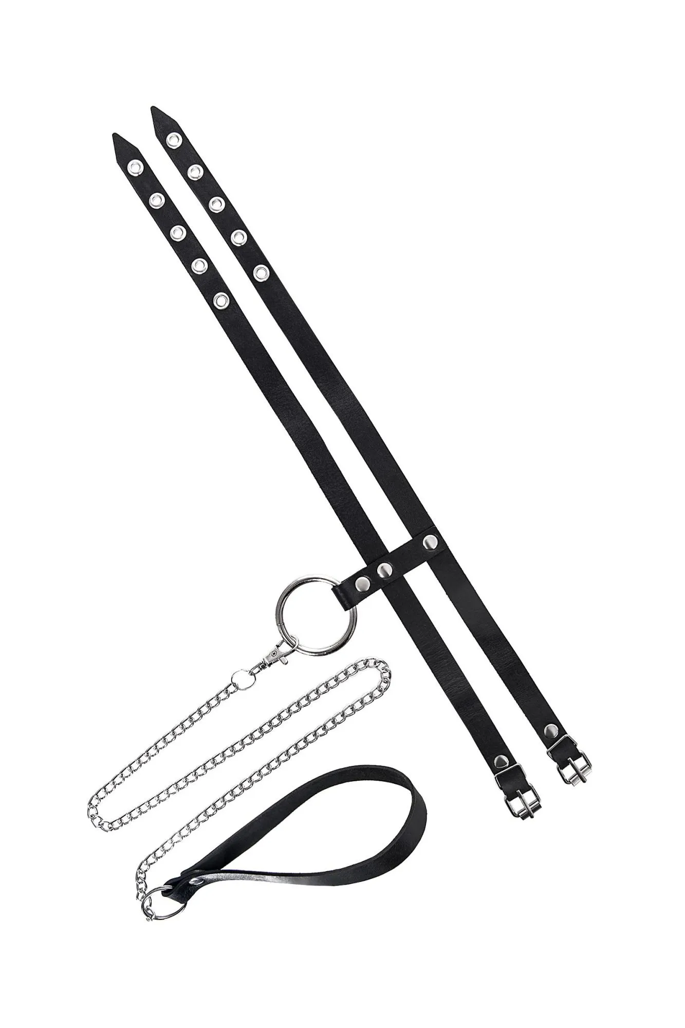 ошейник pecado bdsm, из двух ремешков, натуральная кожа, черный в СПб