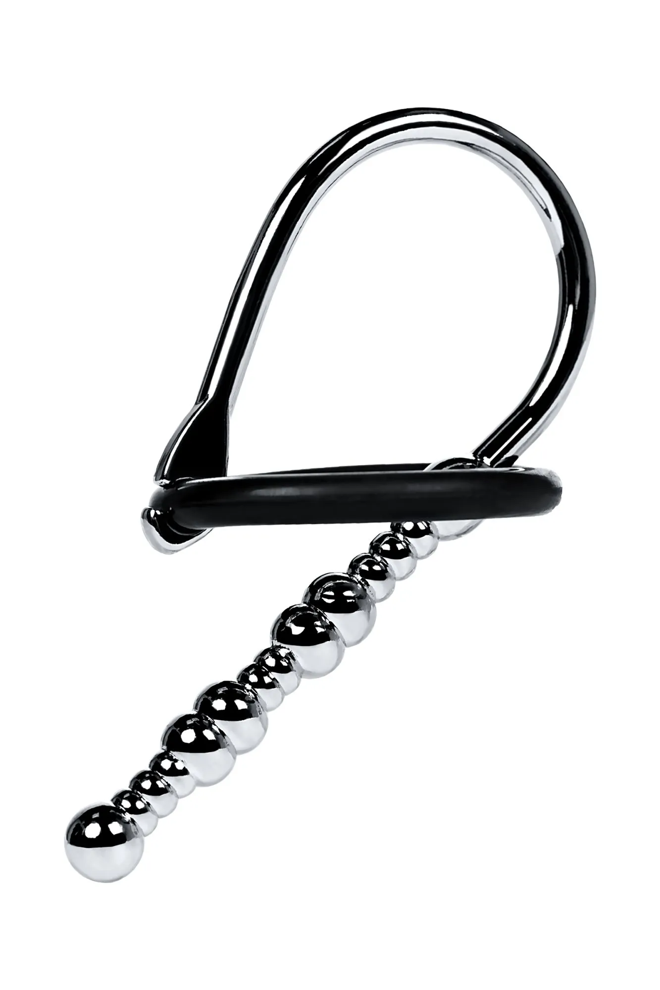 уретральный плаг-бусины toyfa metal  с мягким фиксириющим кольцом, серебряный, 5 см в СПб