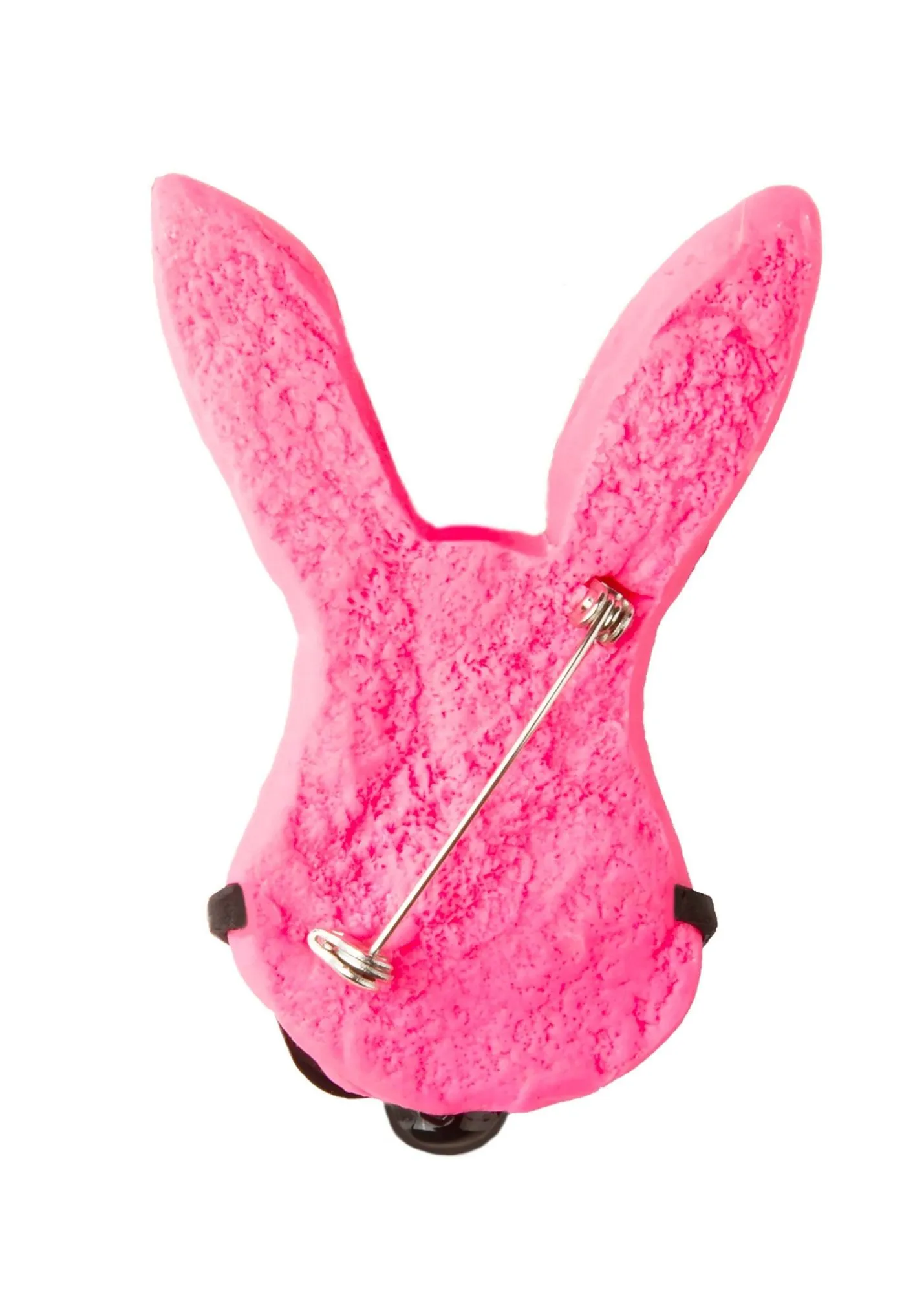брошь розовый кролик с черным кляпом на булавке в СПб