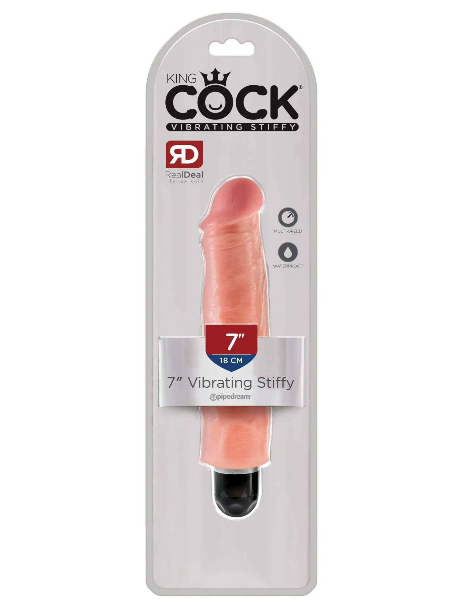 вибратор-реалистик pipedream king cock 7 inch vibrating stiffy, телесный в СПб