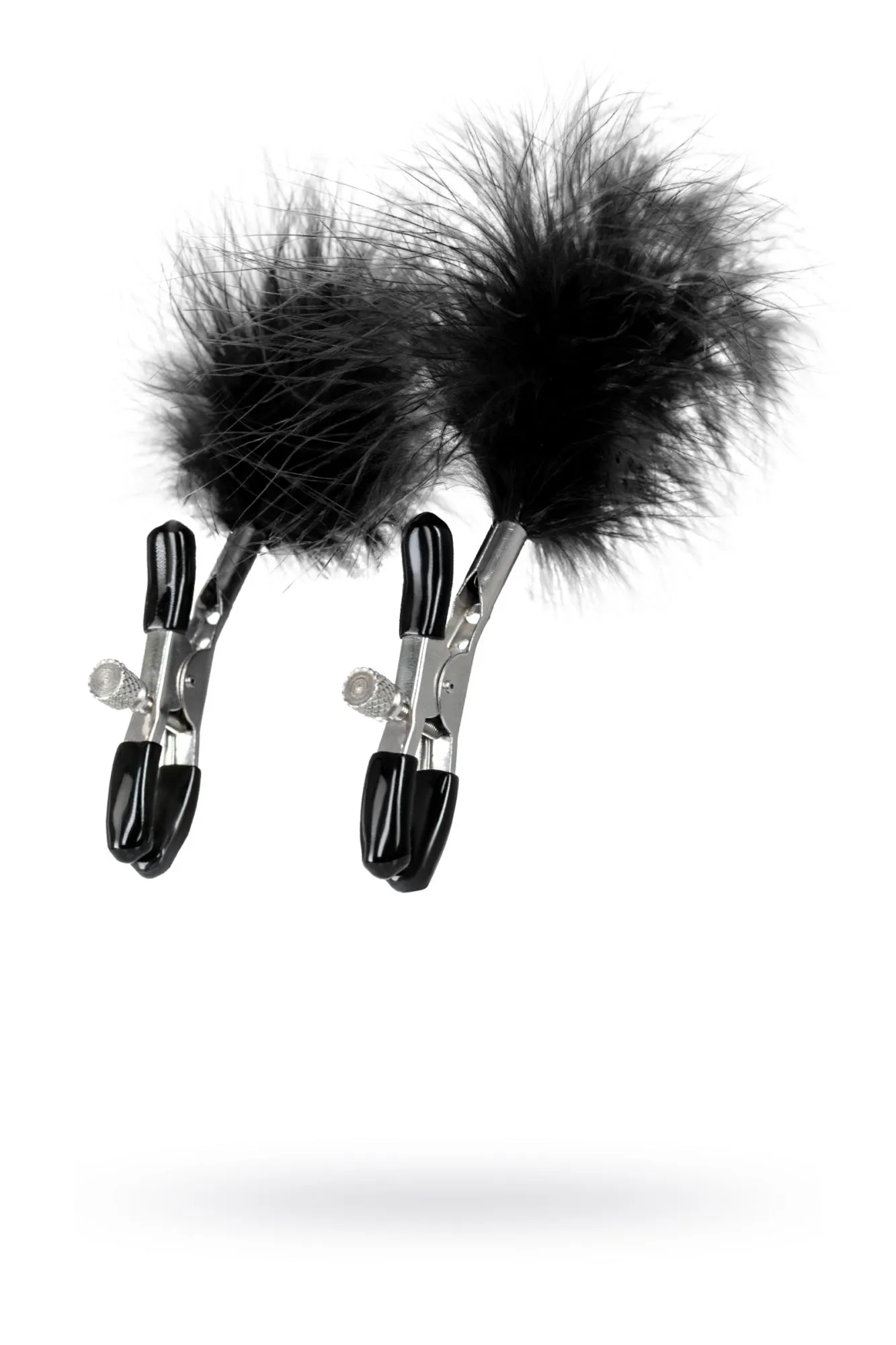 зажимы для сосков theatre by toyfa, металл с пухом, черные в СПб