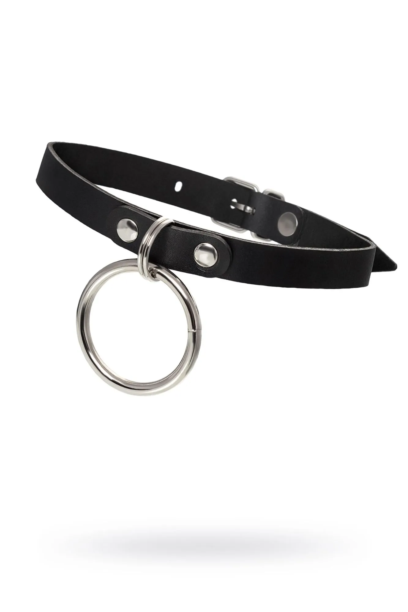 чокер pecado bdsm, с круглым кольцом, модель 2, натуральная кожа, чёрный в СПб