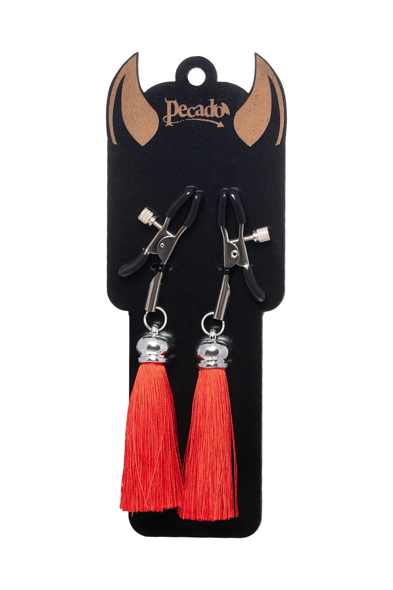 зажимы на соски pecado bdsm, «прищепки», с кисточками из шелка, металл, красные в СПб