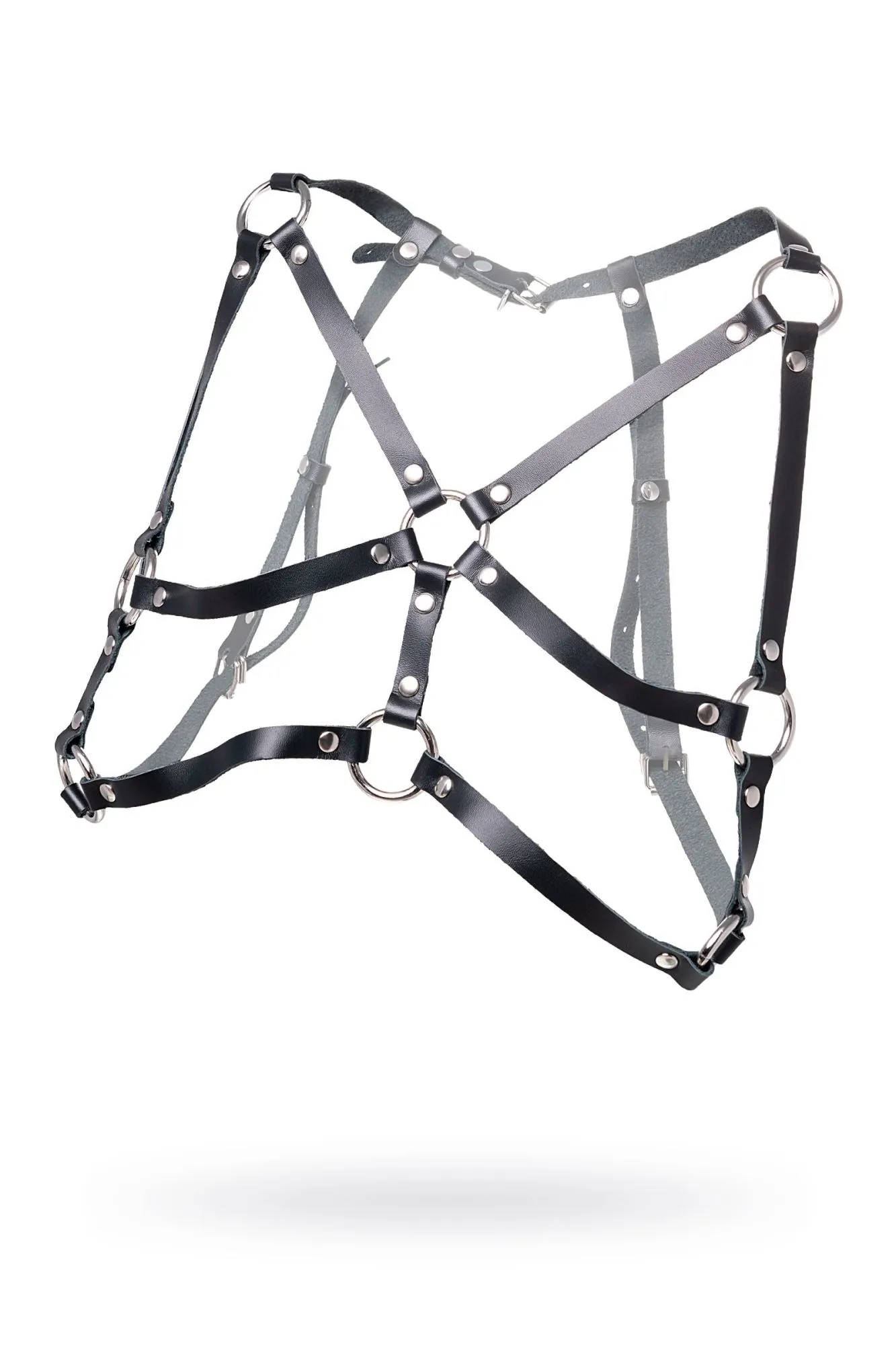 Эротическое портупея pecado bdsm, «соблазн» с кольцами, натуральная кожа, черная в СПб