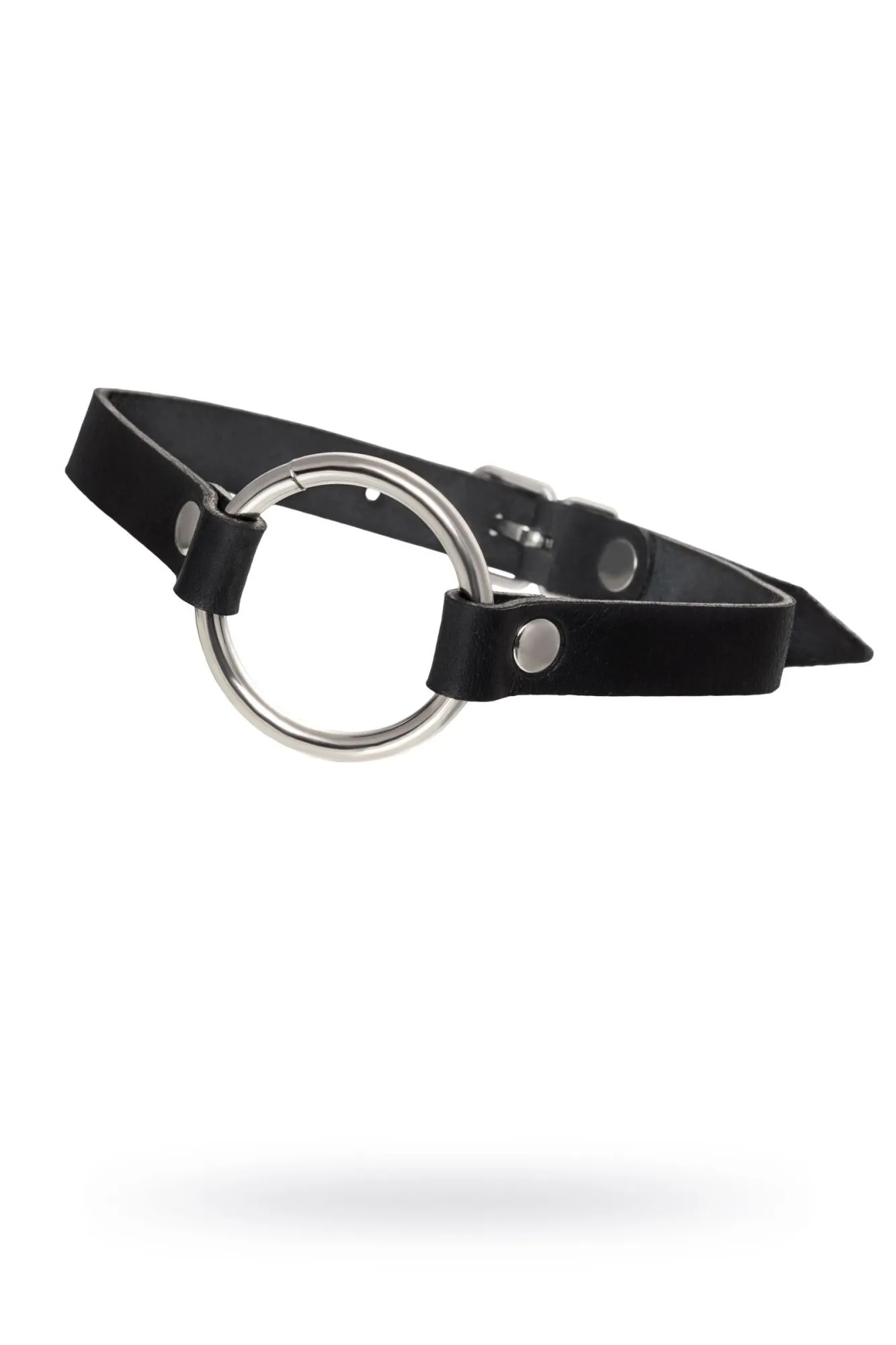 чокер pecado bdsm, с круглым кольцом, модель 1, натуральная кожа, черный в СПб