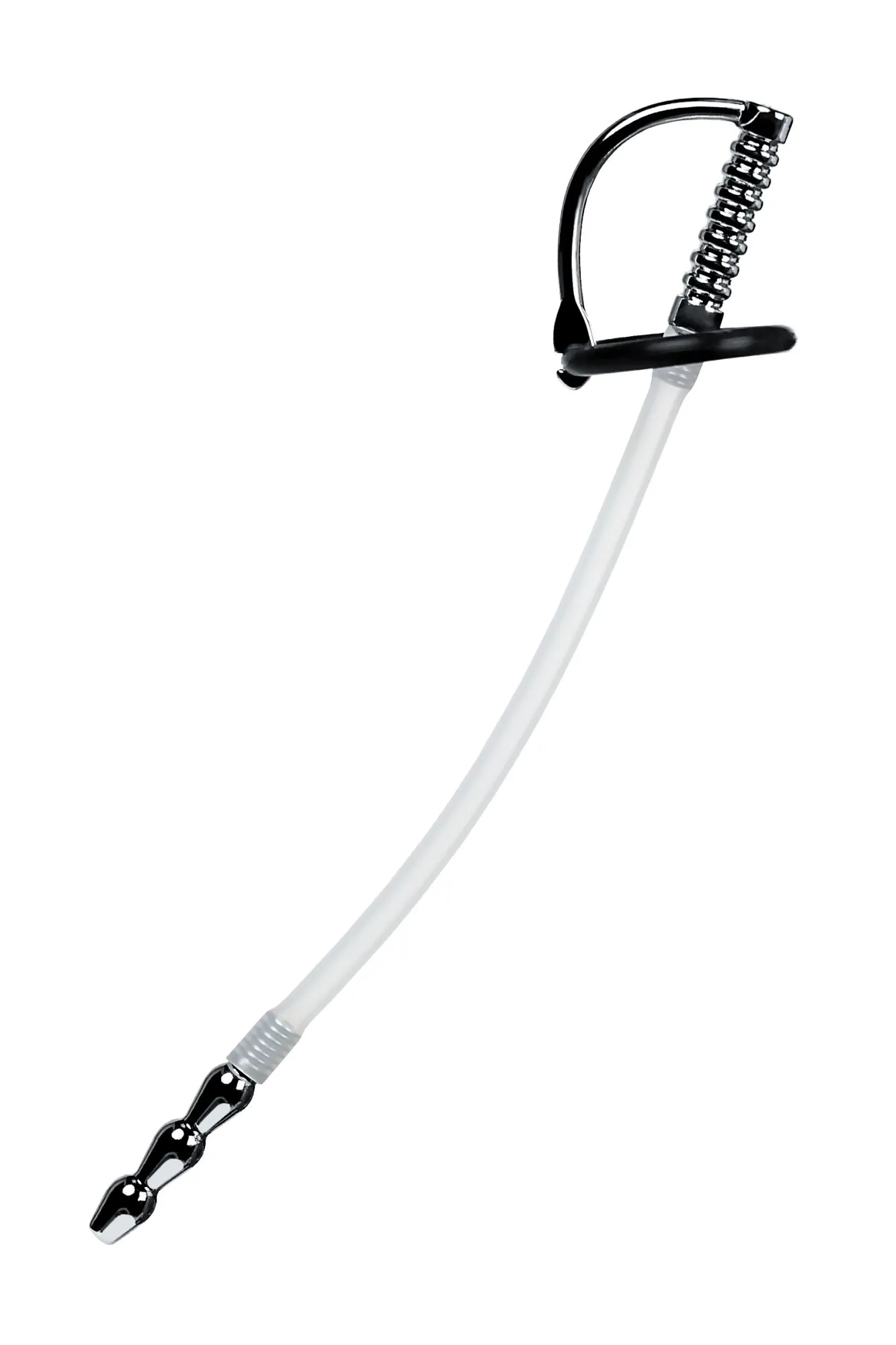 уретральный катетер metal by toyfa, со сменными фиксирующими кольцами, силикон, серебряный в СПб