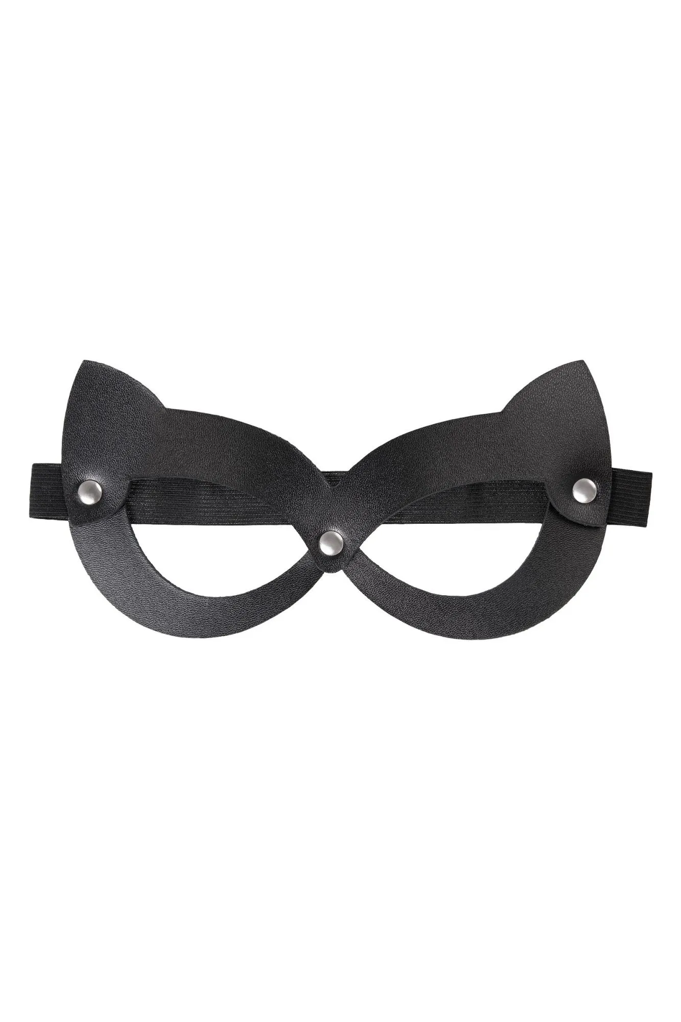 маска pecado bdsm, с ушками кошки открытая, натуральная кожа, чёрная в СПб