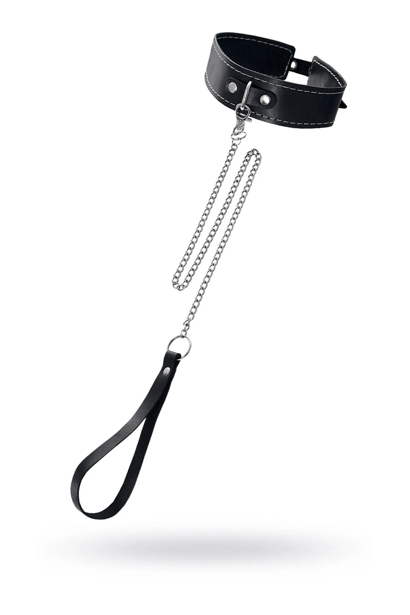 ошейник pecado bdsm, двухслойный с белой строчкой, натуральная кожа, черный в СПб