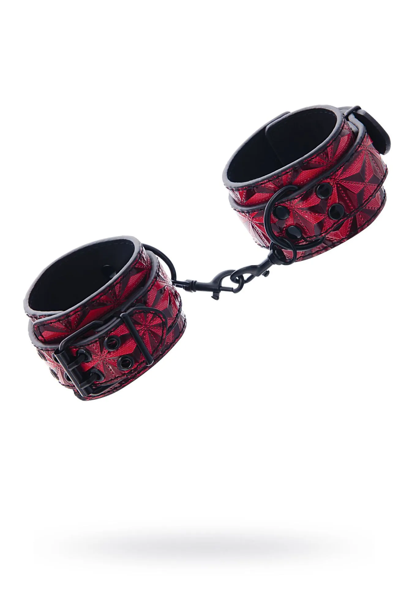 наручники toyfa theatre из материала с 3d эффектом, красные, 27 см в СПб