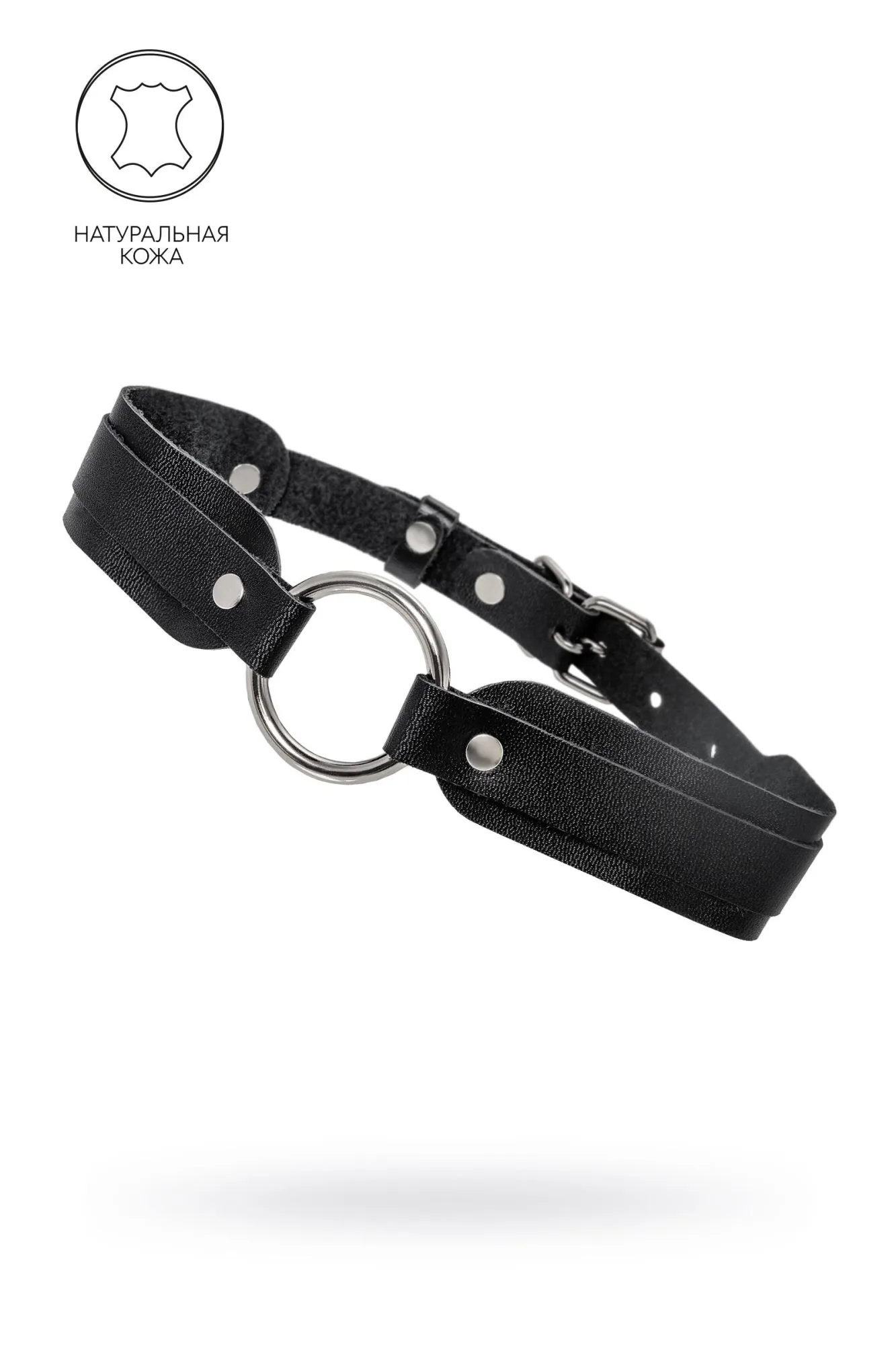 чокер-ошейник pecado bdsm, со скруглёнными углами, натуральная кожа, чёрный в СПб