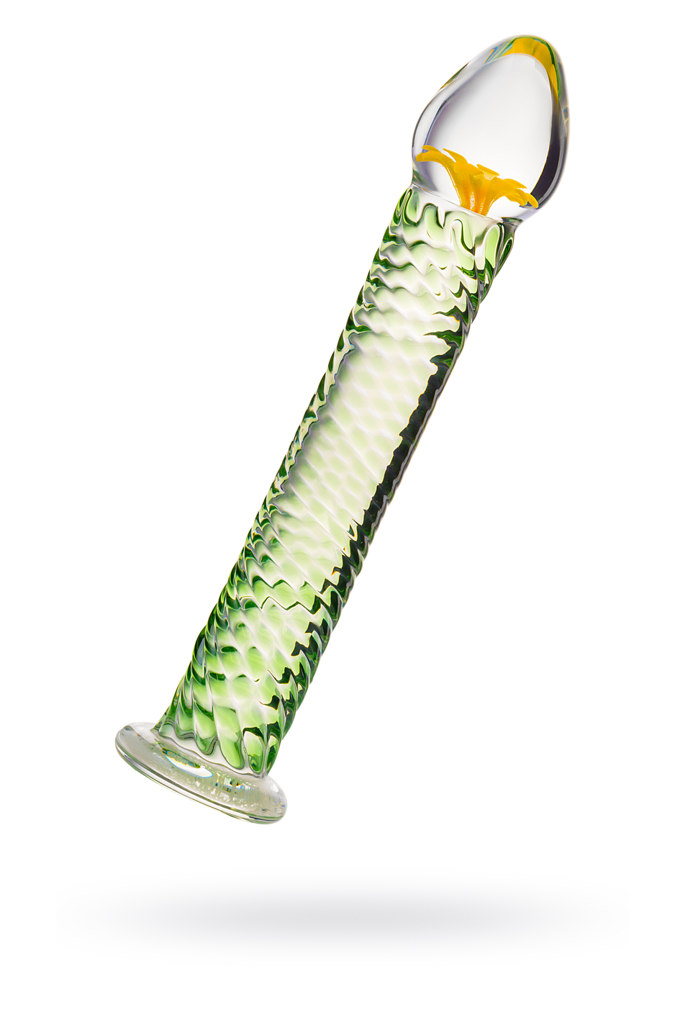 Нереалистичный фаллоимитатор Sexus Glass, стекло, ребристый, 16,5 см