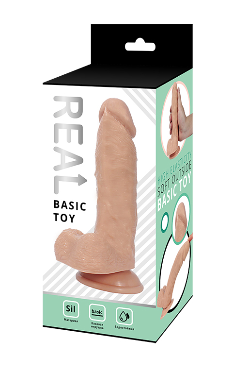 Реалистичный фаллоимитатор REAL с мошонкой на присоске, silicone, 14х4 см.
