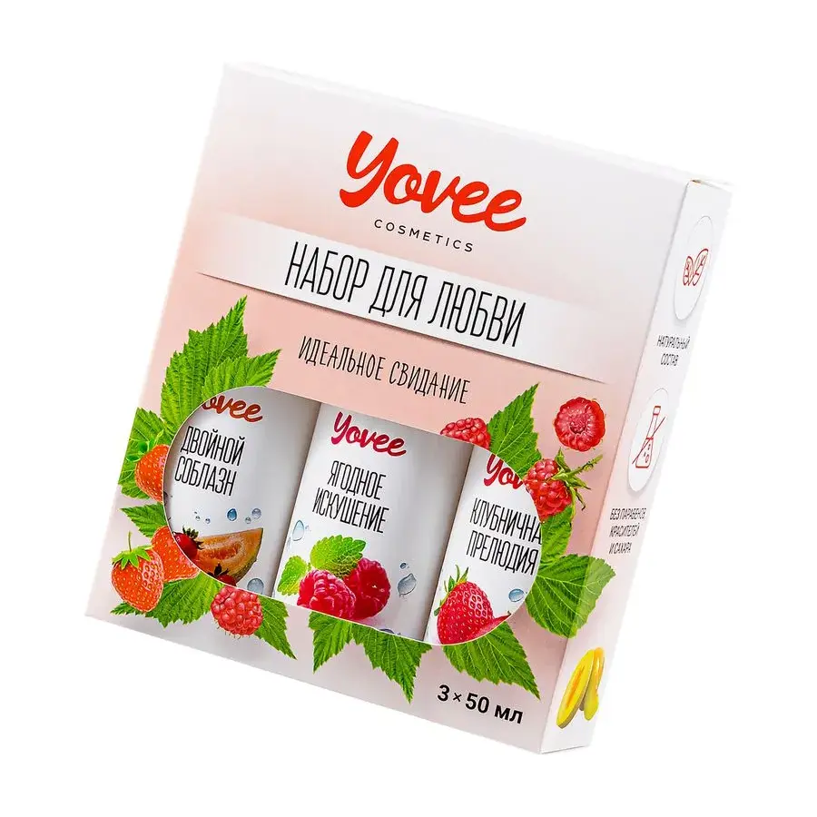 Набор гелей-смазок Yovee для любви (721004+721008+721010), вкус (клубн+клубн/дыня+малин/мята),3х50мл