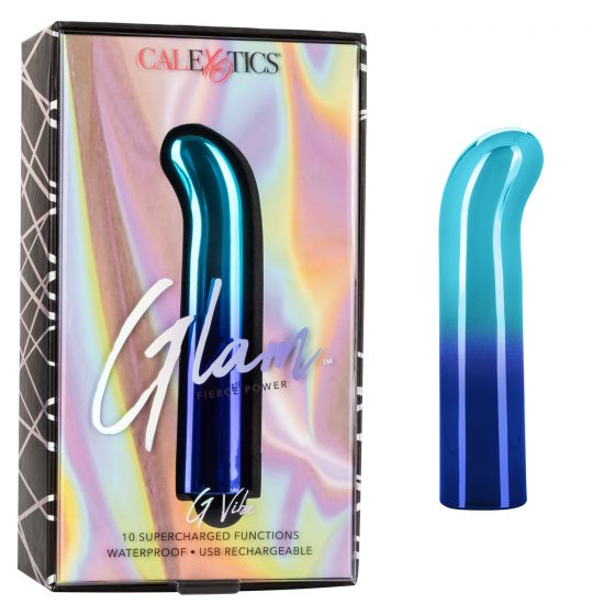 Вибромассажер Glam голубой, изогнутый