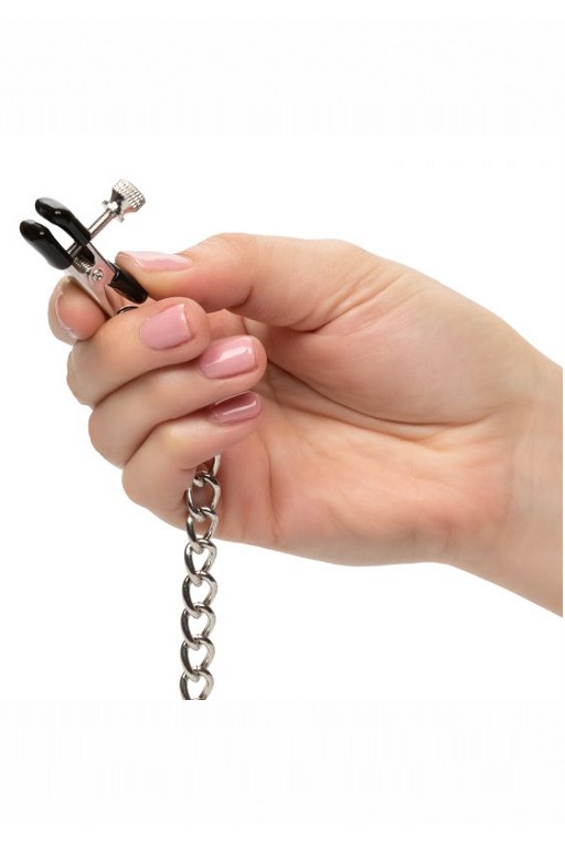 зажимы-прищепки (украшения) для сосков с цепочкой и утяжелителем weighted dual tier nipple clamps в СПб
