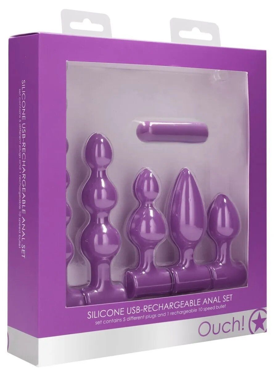 Набор анальных стимуляторов Shots Media USB-Rechargeable Anal Set, фиолетовый