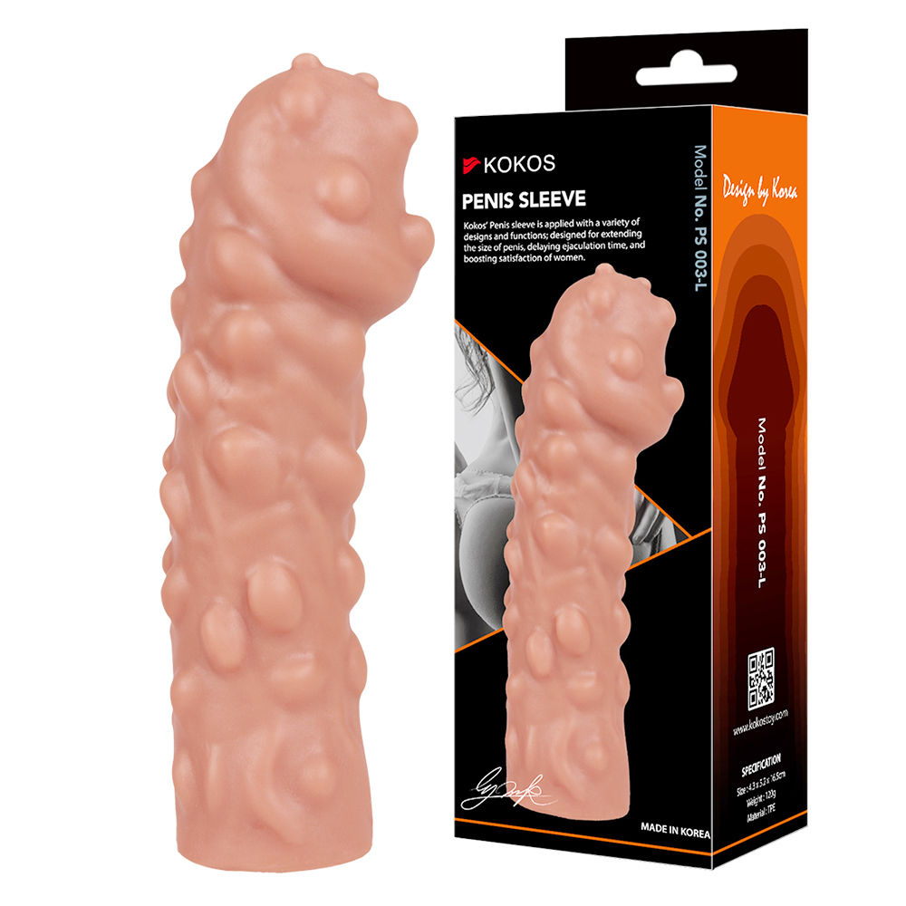Насадка Penis Sleeve с бугорками телесная TPE KOKOS PS-003-L