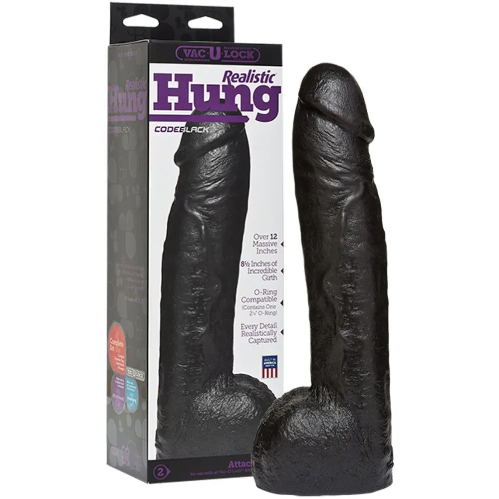 Насадка фаллоимитатор черная Hung Vac-U-Lock CodeBlack - Doc Johnson MADE IN USA