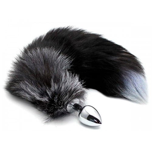 Adrien Lastic Анальная пробка M с хвостом Black And White Fox Tail M Испания