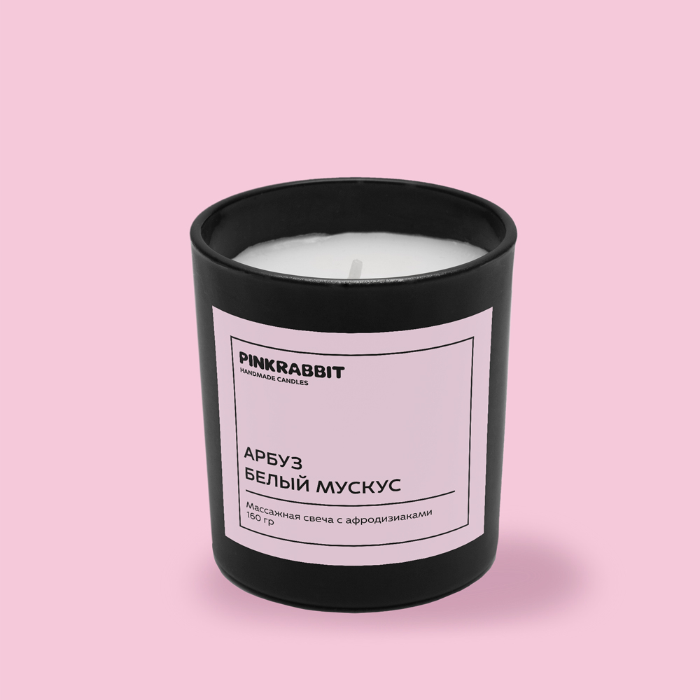 Свеча ручной работы Pink Rabbit hand made Арбуз, белый мускус 160гр