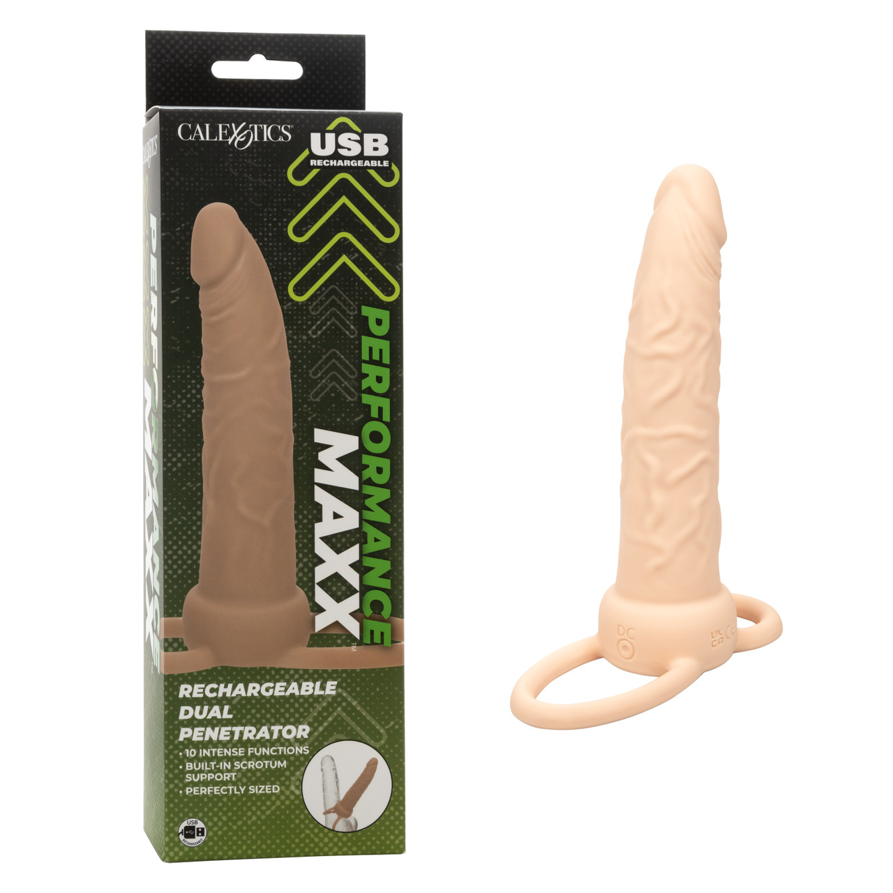 Перезаряжаемая вибронасадка для двойного проникновения Performance Maxx Rechargeable Dual Penetrator, телесная