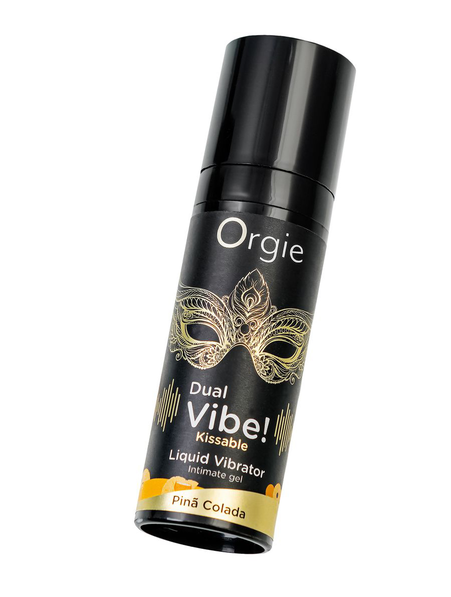 Съедобный гель с эффектом вибрации Orgie DUAL VIBE! - KISSABLE, со вкусом пина колада, 15 мл
